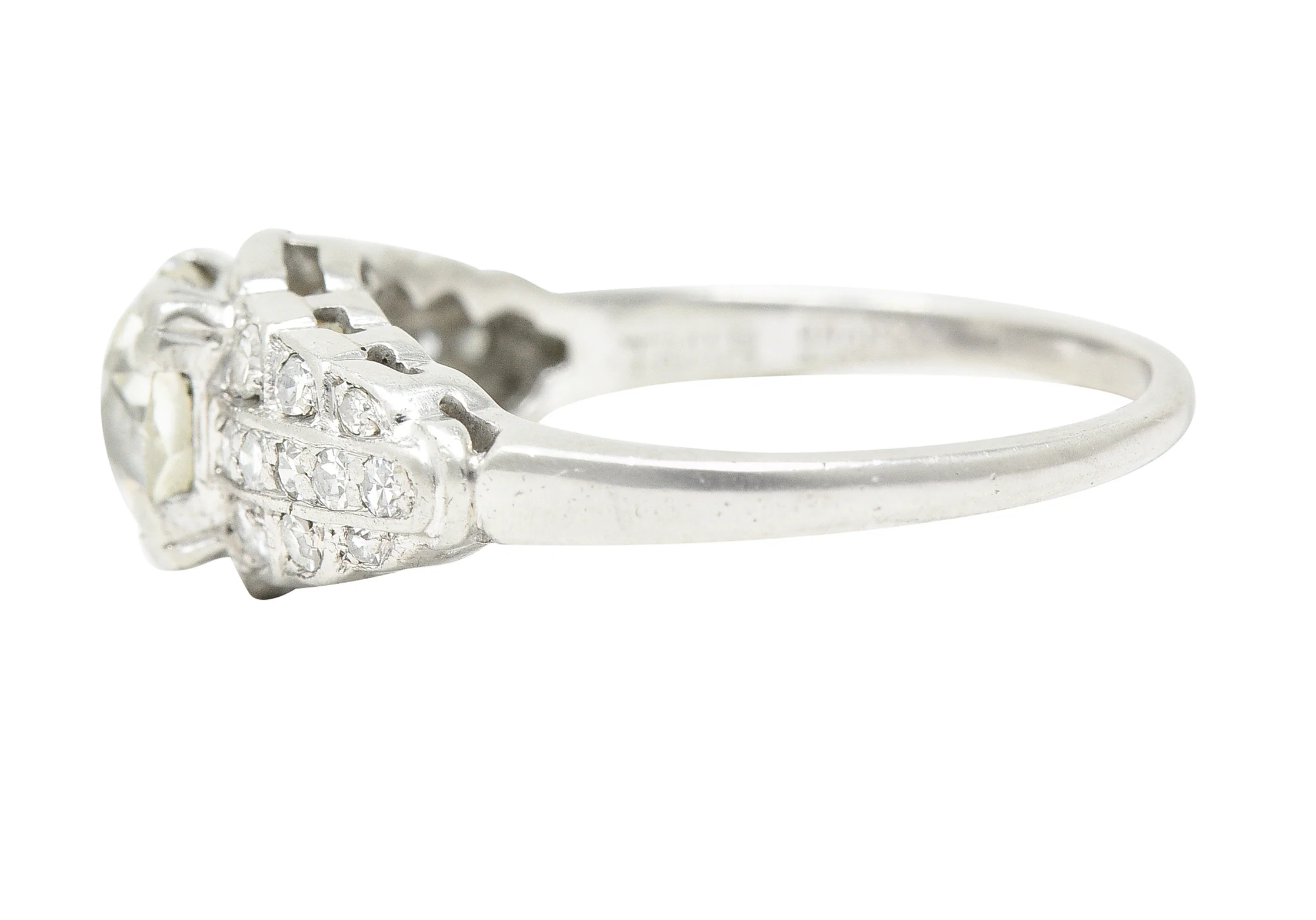 Art Deco 1.35 CTW Old European Cut Diamond Platinum Square Form Stepped Vintage Engagement Ring - Image 5