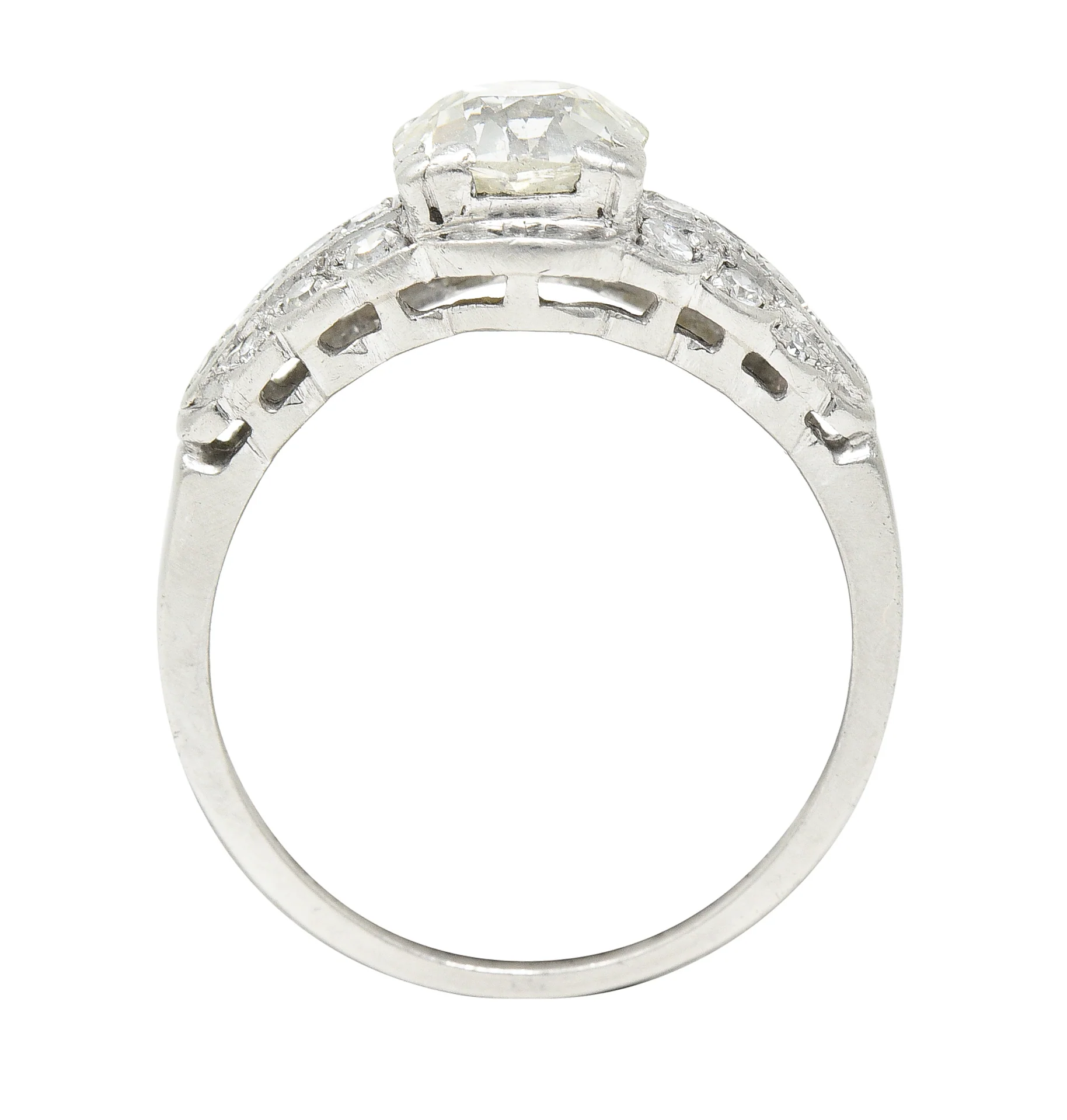 Art Deco 1.35 CTW Old European Cut Diamond Platinum Square Form Stepped Vintage Engagement Ring - Image 9