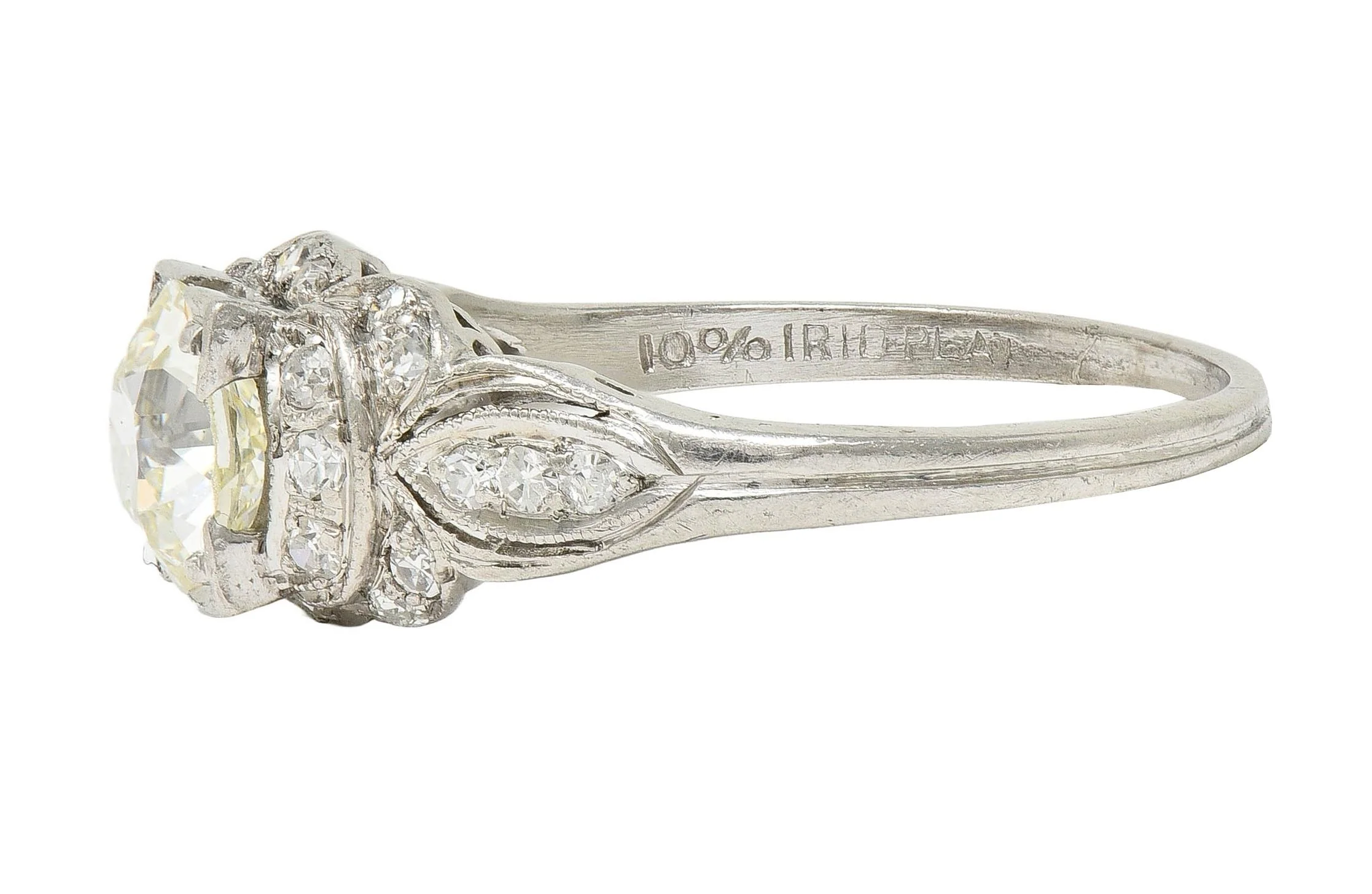 Art Deco 1.35 CTW Old European Diamond Platinum Vintage Bow Engagement Ring - Image 5