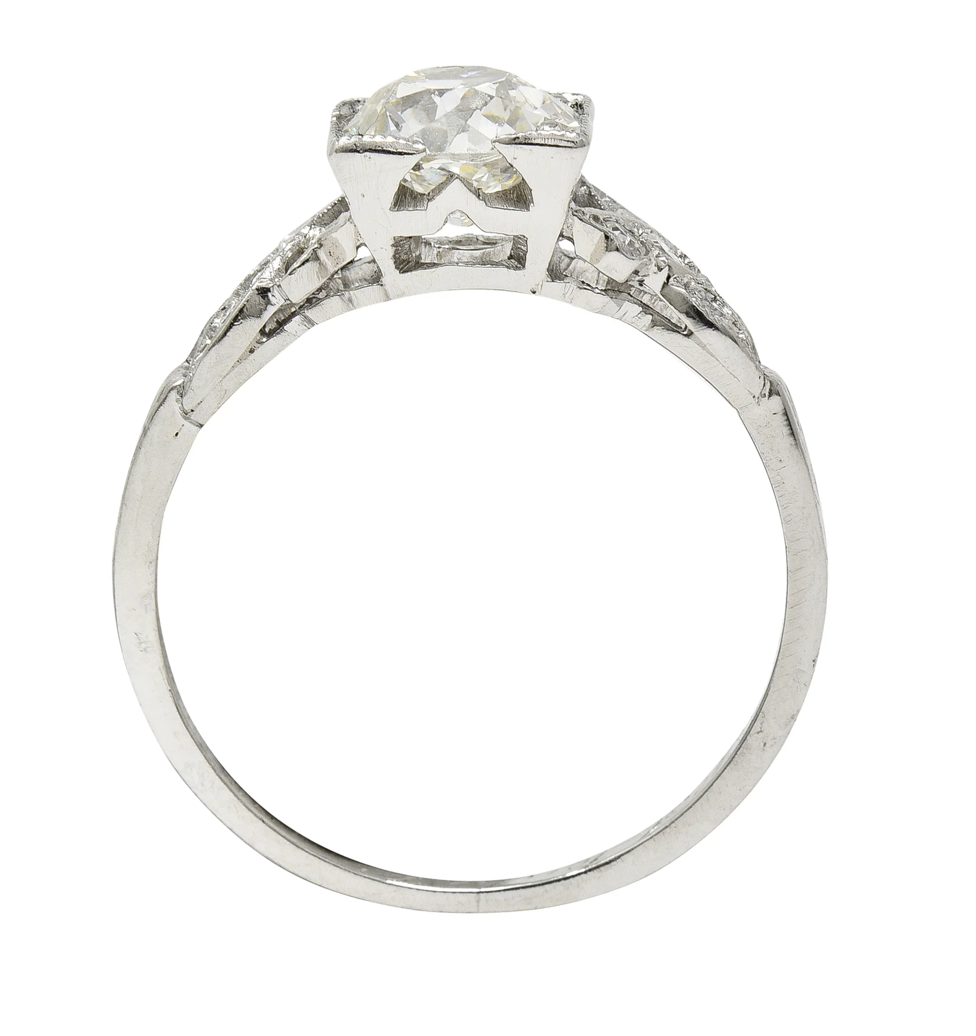 Art Deco 1.37 CTW Old European Diamond Platinum Ribbon Vintage Engagement Ring GIA - Image 11