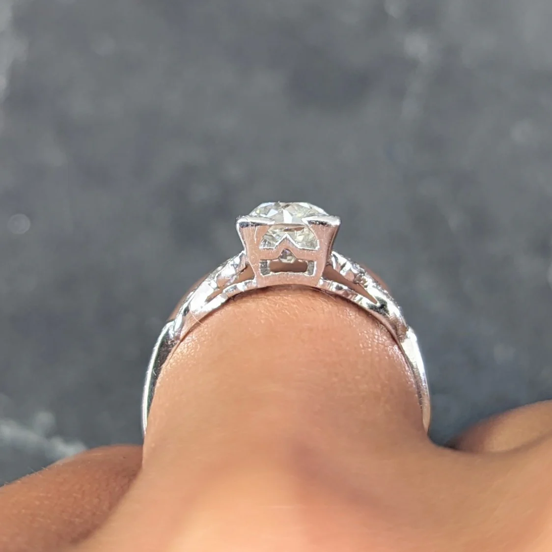 Art Deco 1.37 CTW Old European Diamond Platinum Ribbon Vintage Engagement Ring GIA - Image 15