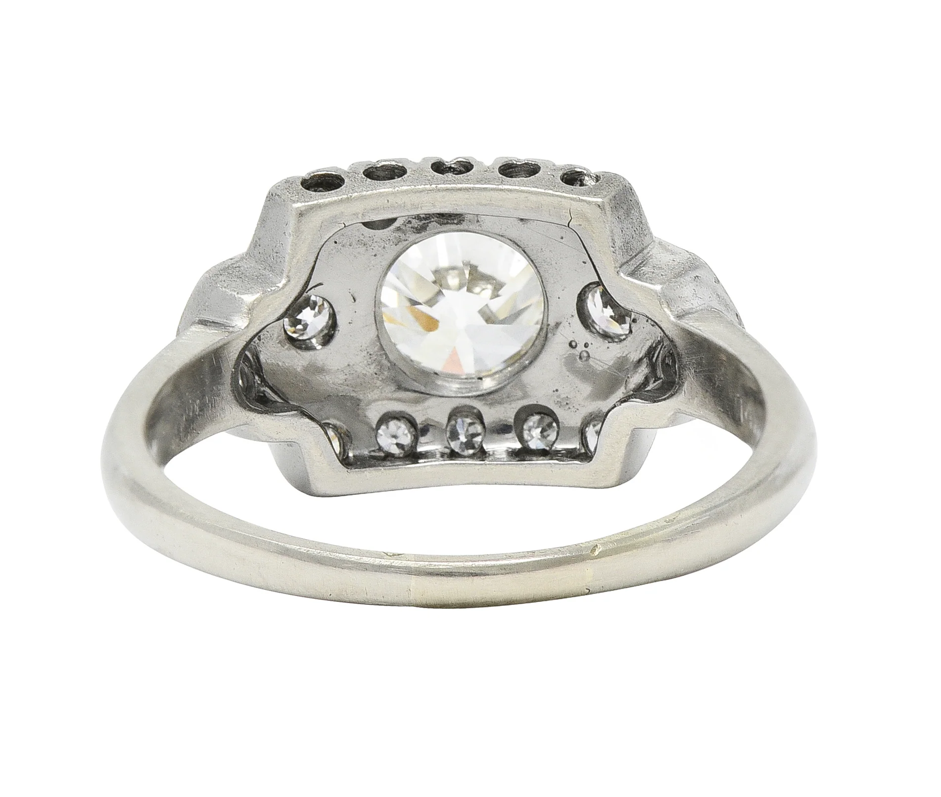 Art Deco 1.39 CTW Old European Cut Diamond 14 Karat White Gold Stepped Vintage Engagement Ring - Image 4