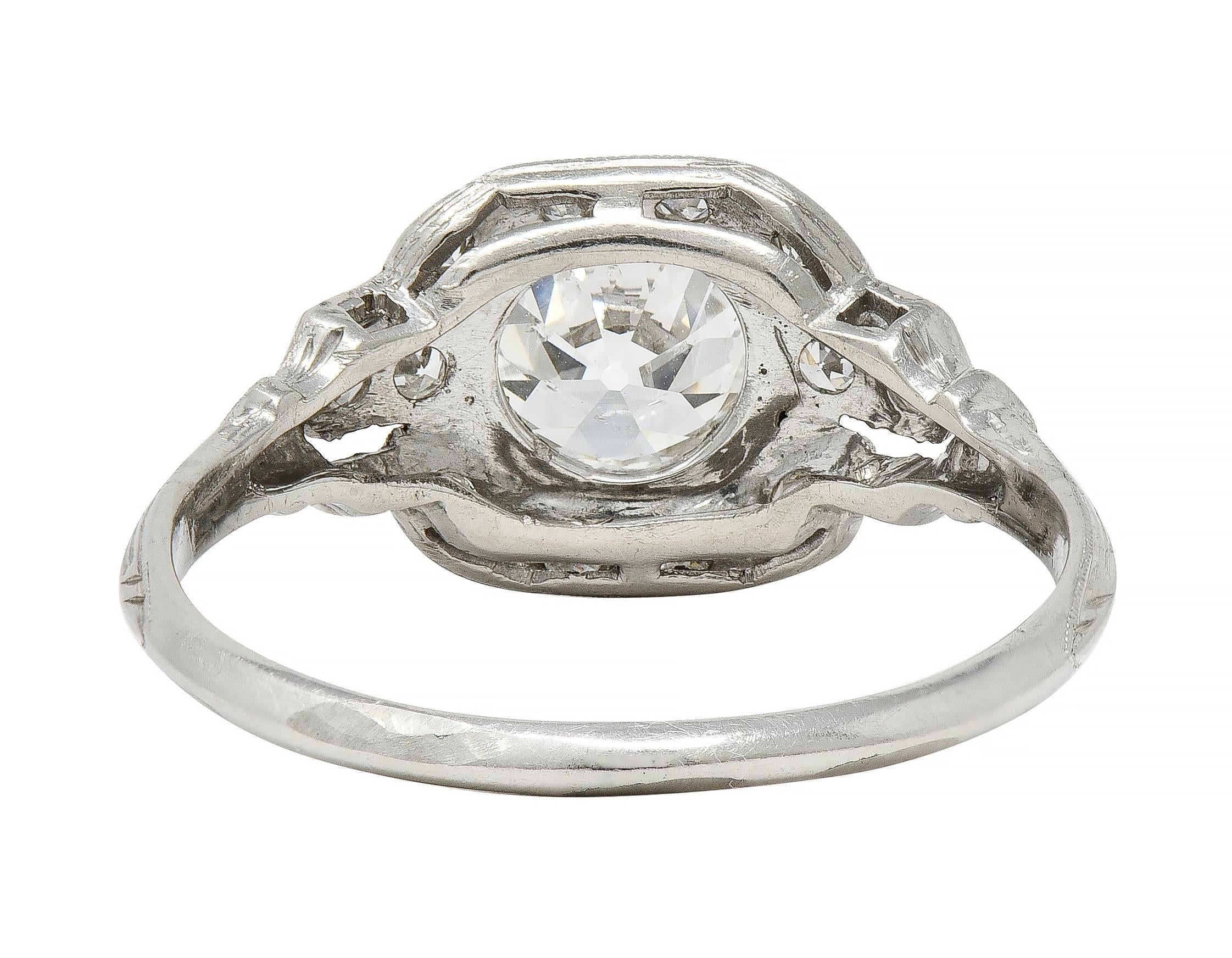 Art Deco 1.40 CTW Old European Cut Diamond Platinum Vintage Bombé Engagement Ring GIA - Image 3