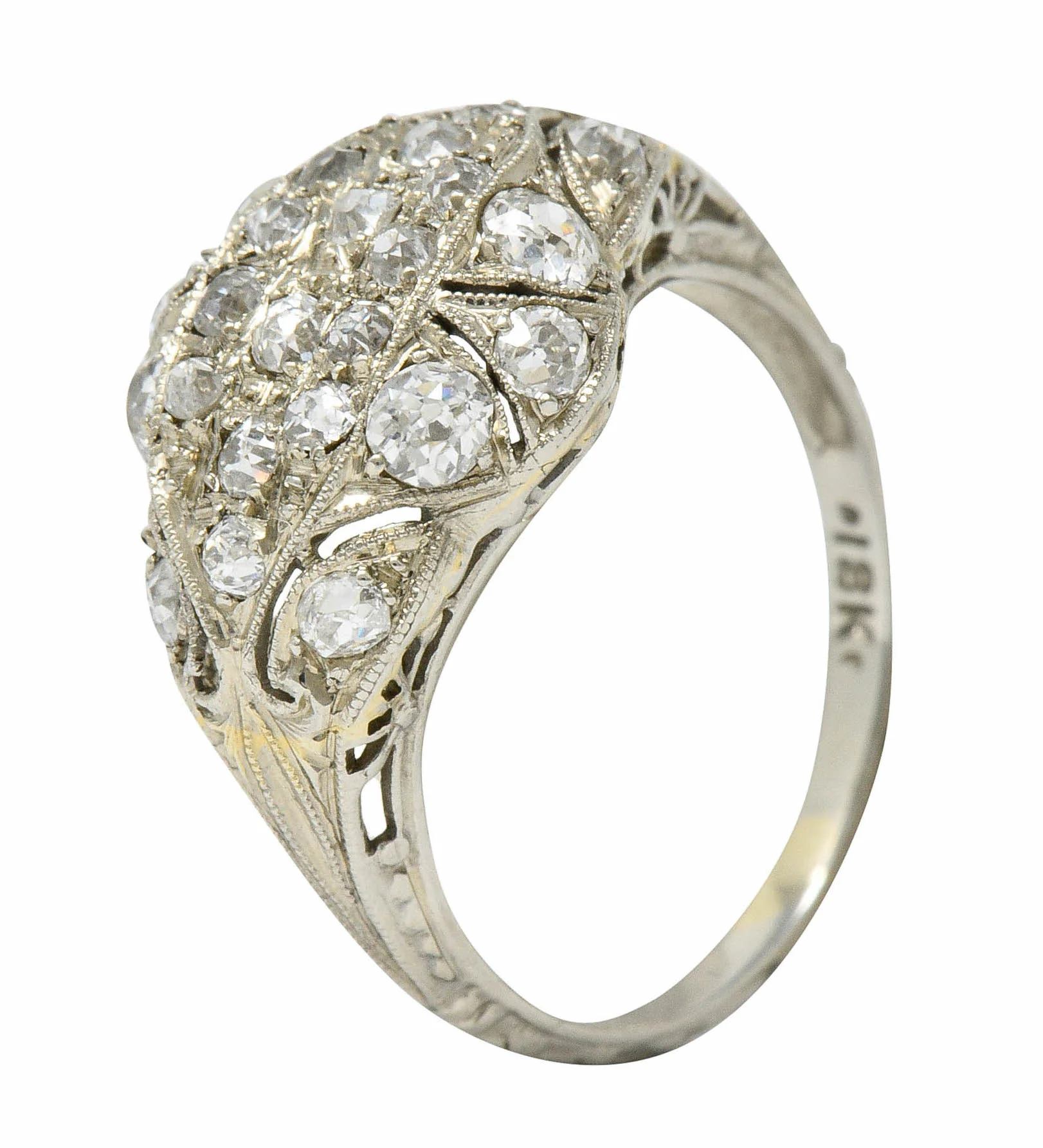 Art Deco 1.42 CTW Diamond 18 Karat White Gold Dinner Ring - Image 8