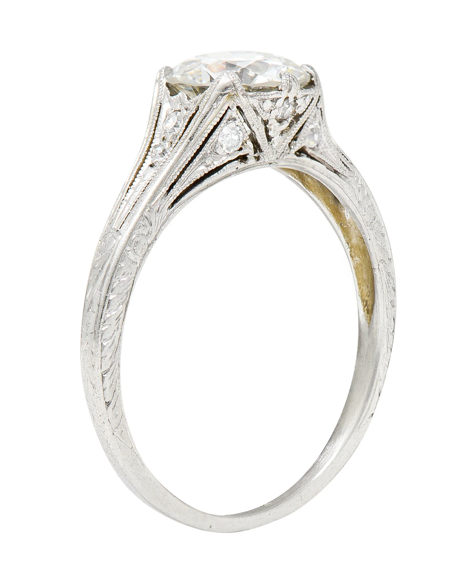 Art Deco 1.42 CTW Diamond Platinum Lily Of Valley Engagement Ring - Image 2