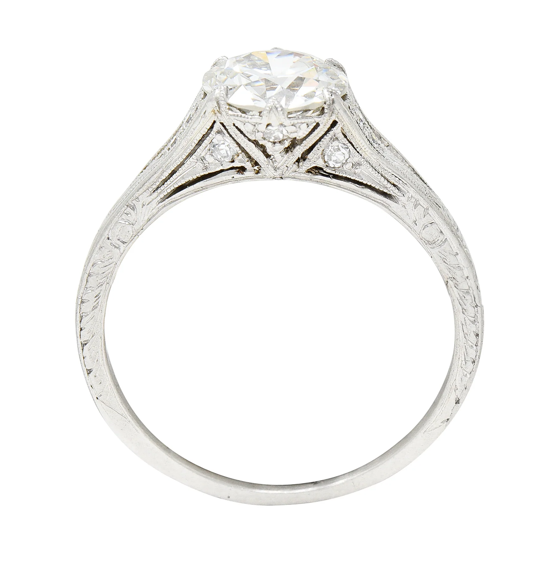 Art Deco 1.42 CTW Diamond Platinum Lily Of Valley Engagement Ring - Image 8