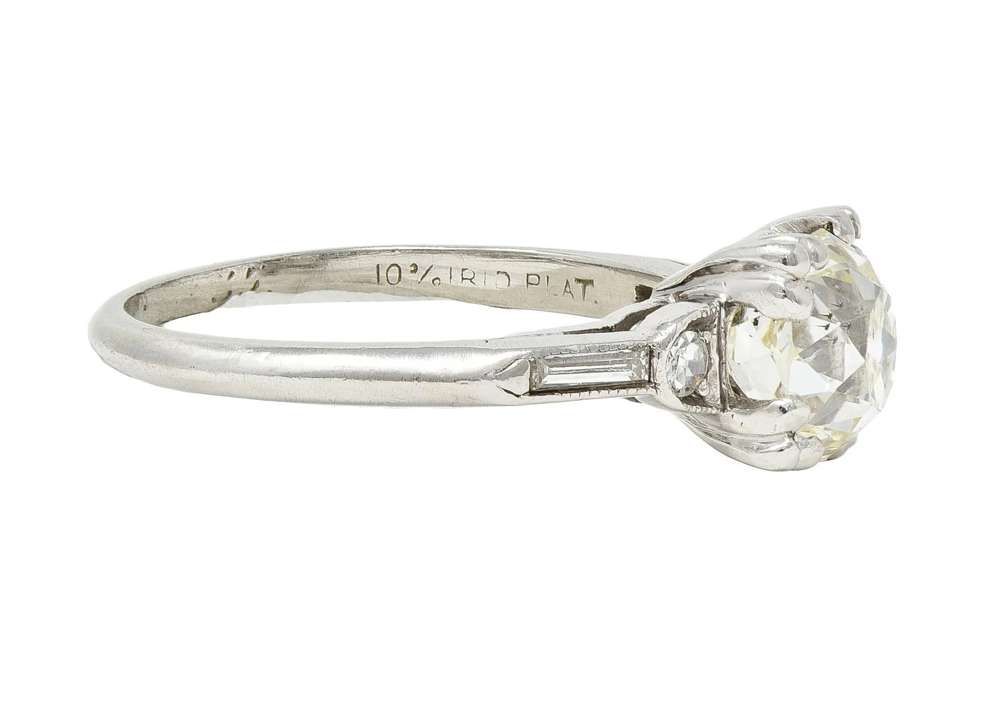 Art Deco 1.43 CTW Old European Cut Diamond Platinum Square Vintage Engagement Ring GIA - Image 3