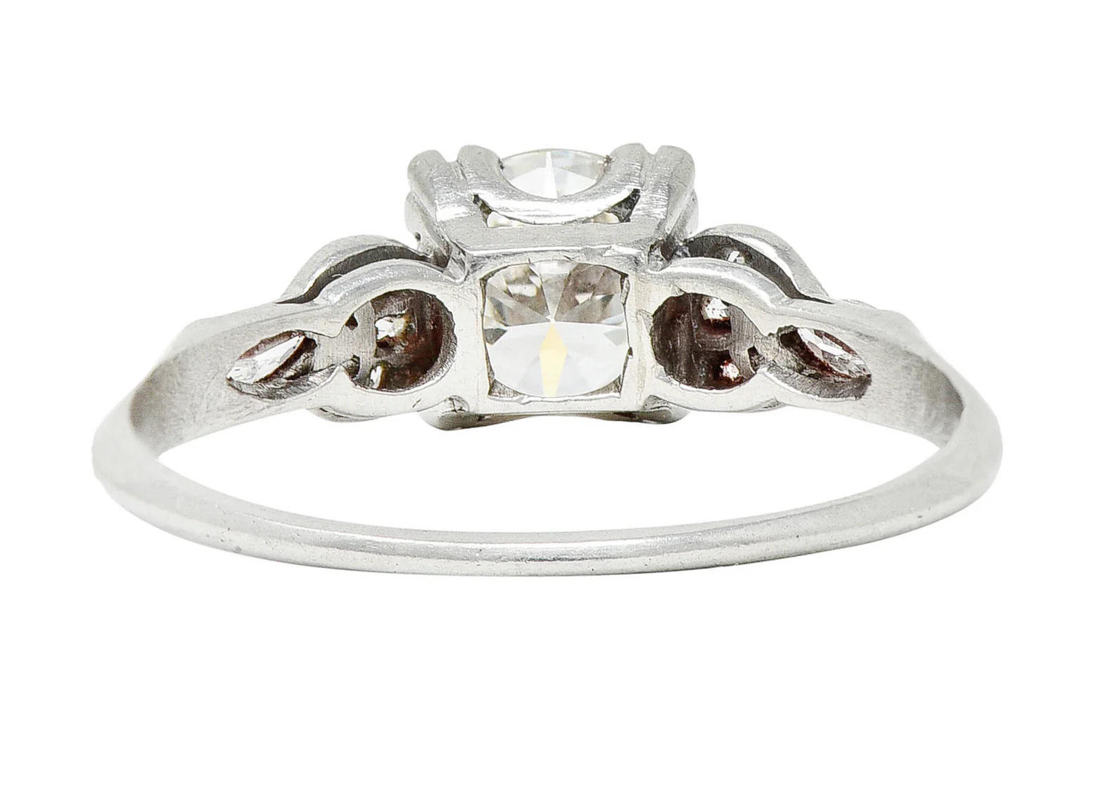 Art Deco 1.45 CTW Diamond Platinum Half Moon Engagement Ring - Image 4