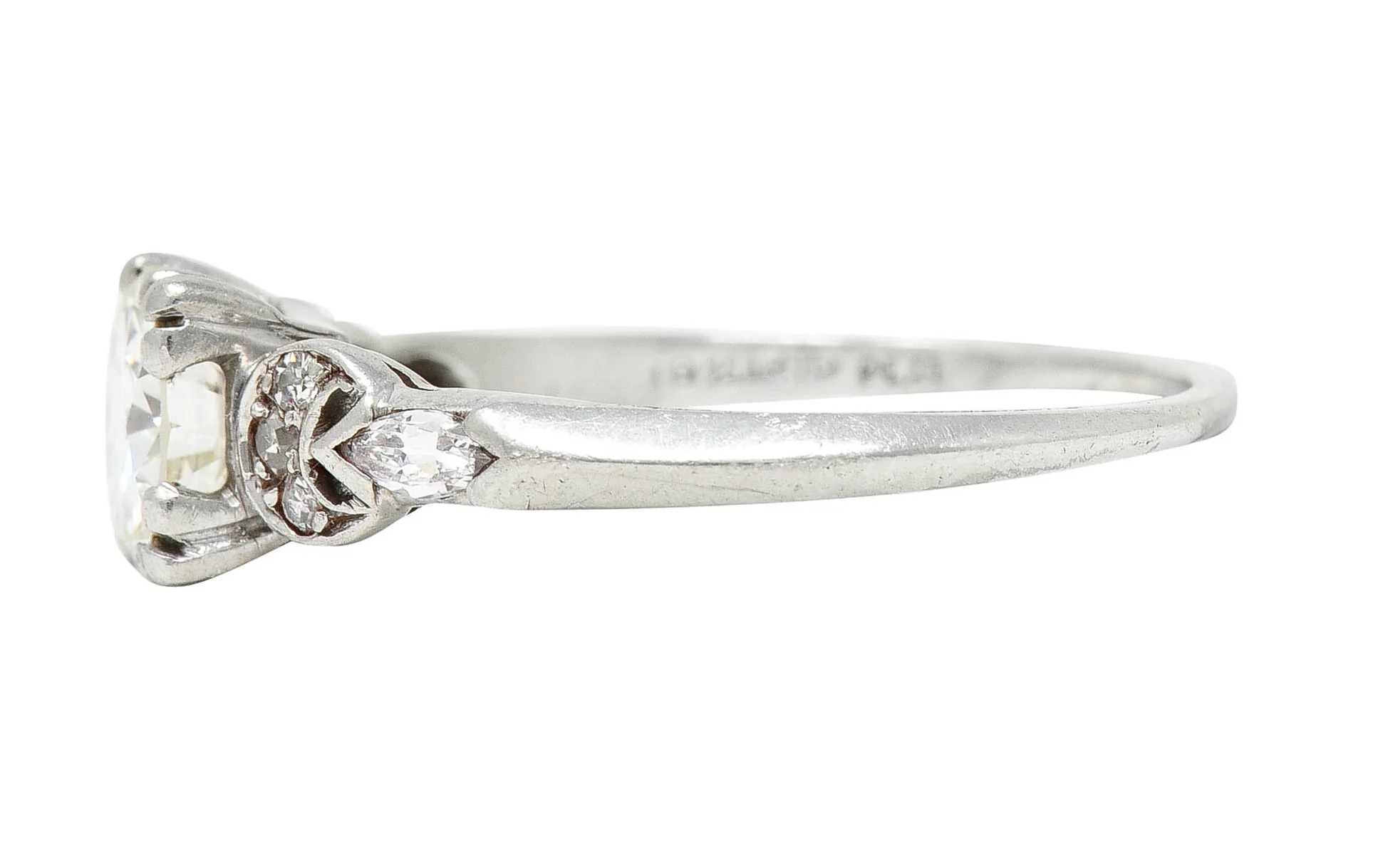 Art Deco 1.45 CTW Diamond Platinum Half Moon Engagement Ring - Image 5
