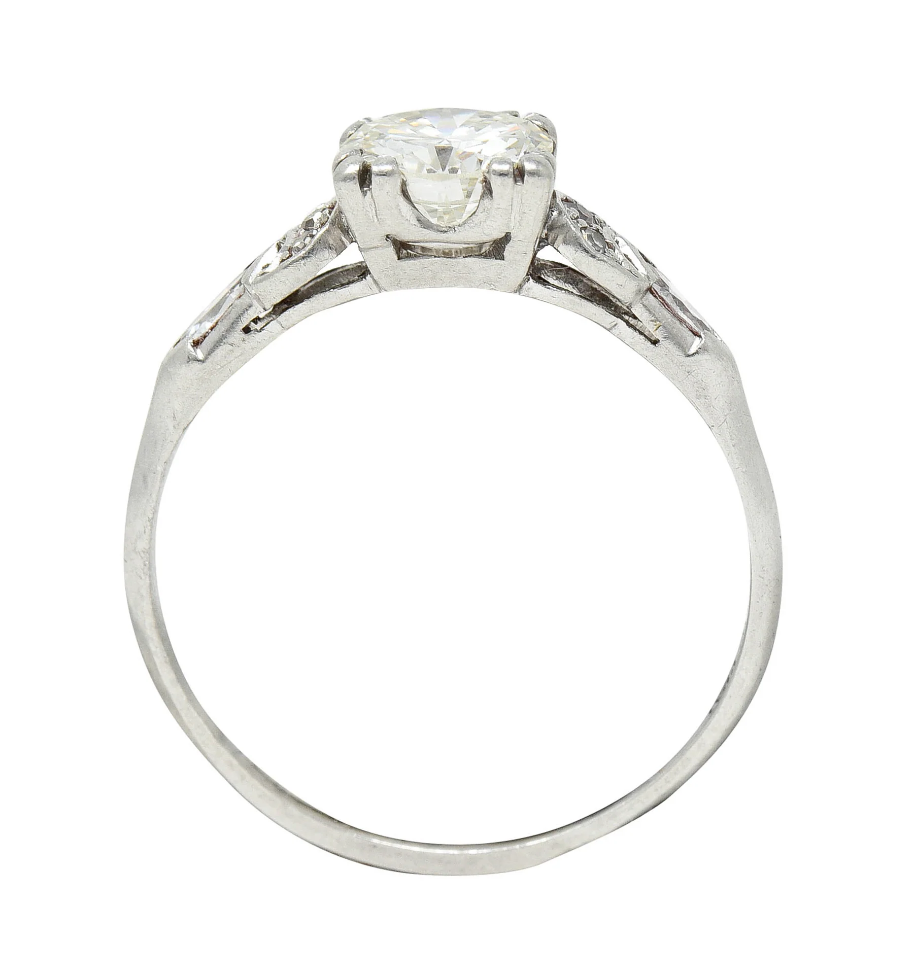 Art Deco 1.45 CTW Diamond Platinum Half Moon Engagement Ring - Image 9