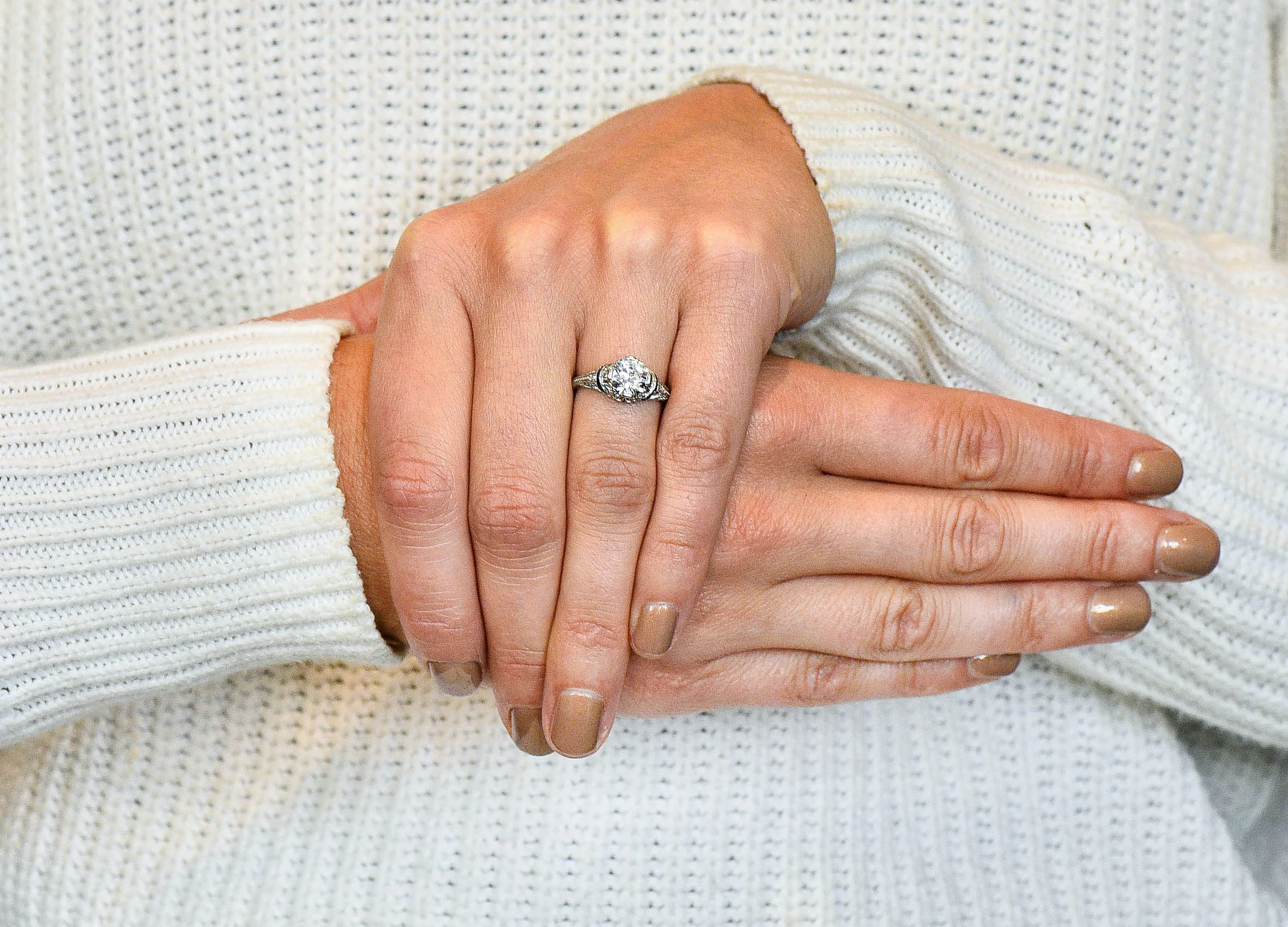 Art Deco 1.45 CTW Diamond Sapphire Platinum Engagement Ring - Image 15