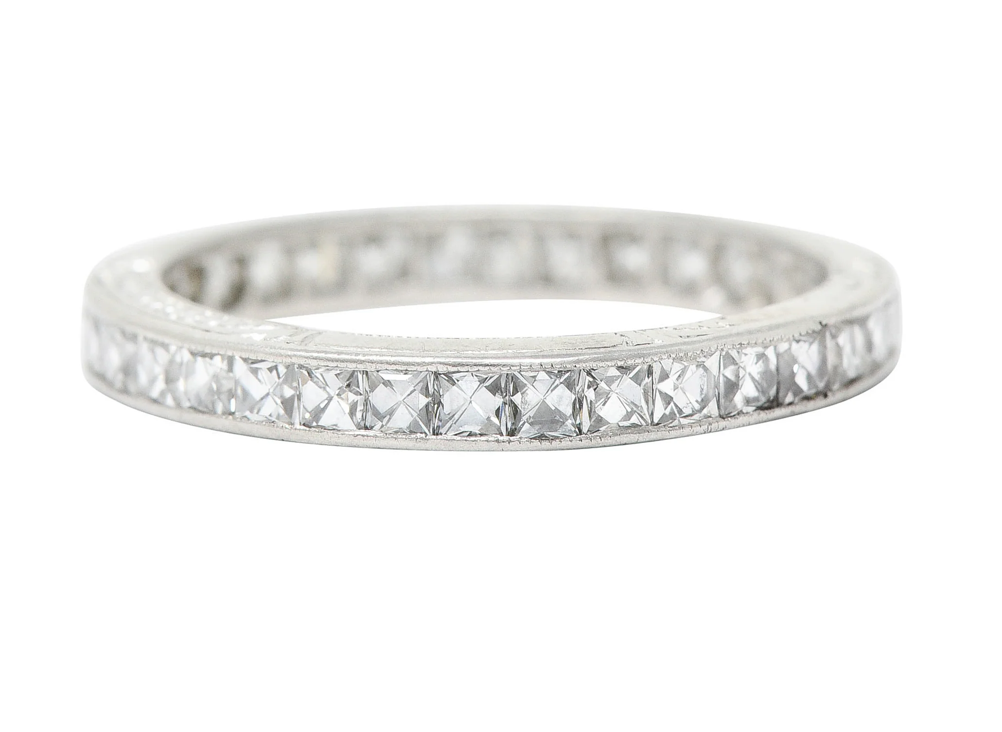 Art Deco 1.45 CTW French Cut Diamond Platinum Eternity Band Ring - Image 7