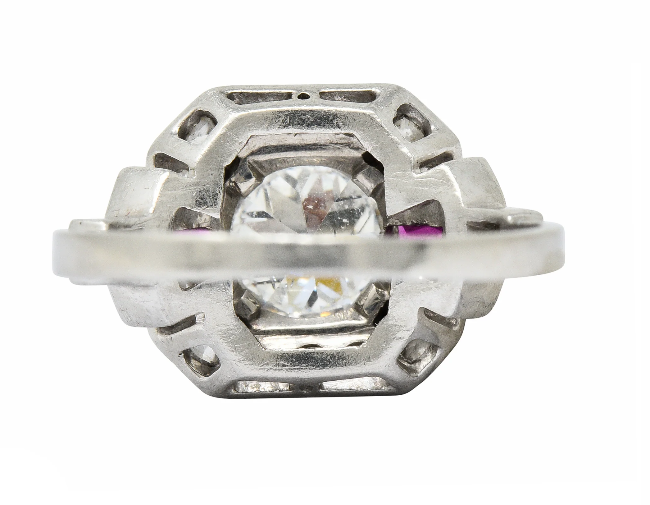 Art Deco 1.46 CTW Diamond Ruby Platinum Engagement Ring - Image 5