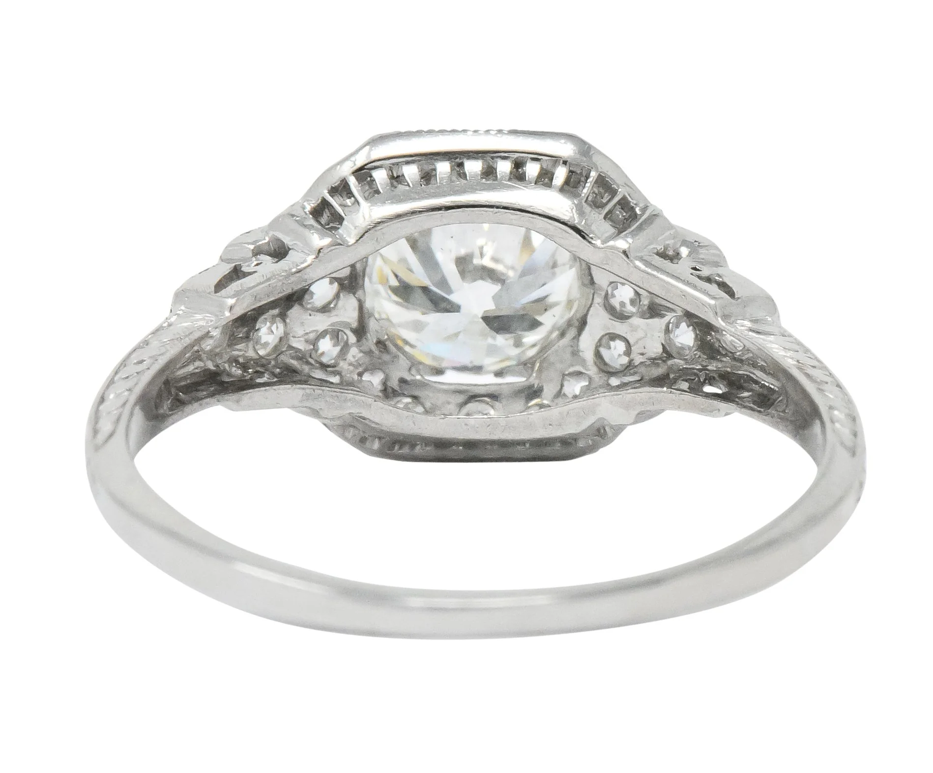 Art Deco 1.51 CTW Old European Cut Diamond Platinum Engagement Ring GIA - Image 6