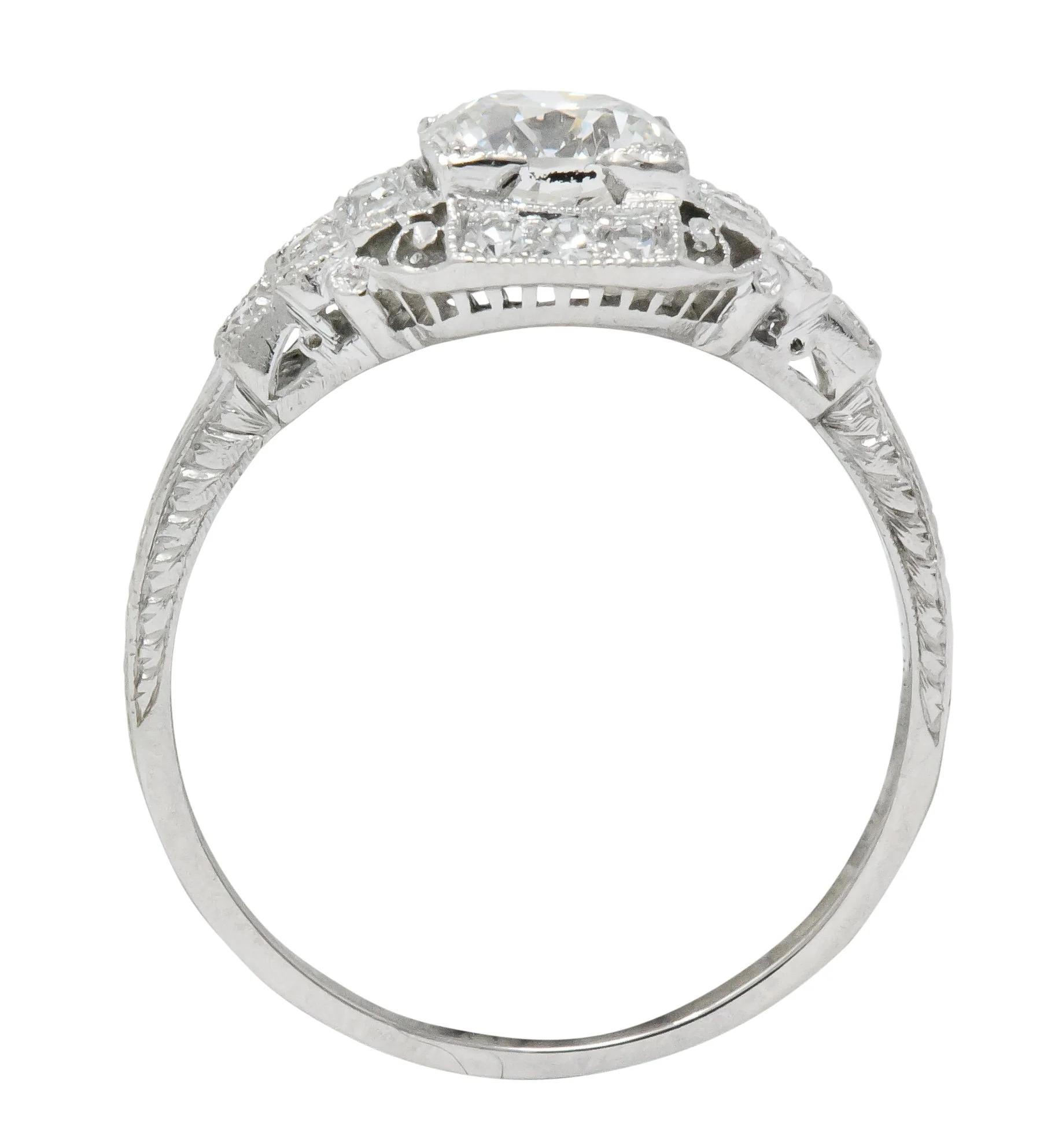 Art Deco 1.51 CTW Old European Cut Diamond Platinum Engagement Ring GIA - Image 7