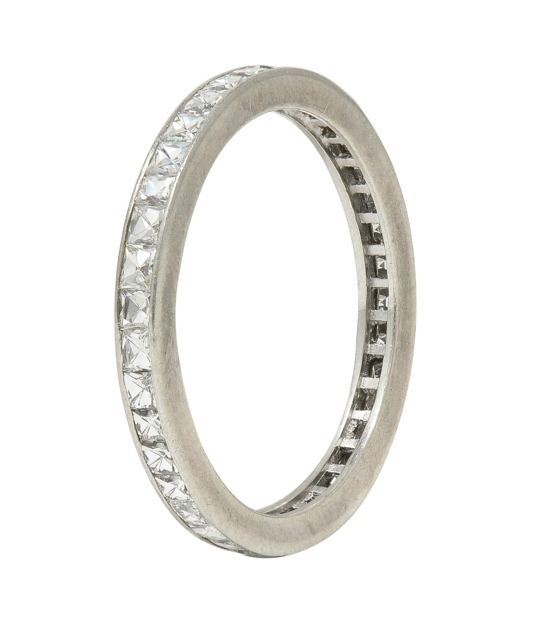 Art Deco 1.52 CTW French Cut Diamond Platinum Vintage Eternity Wedding Band Ring - Image 2