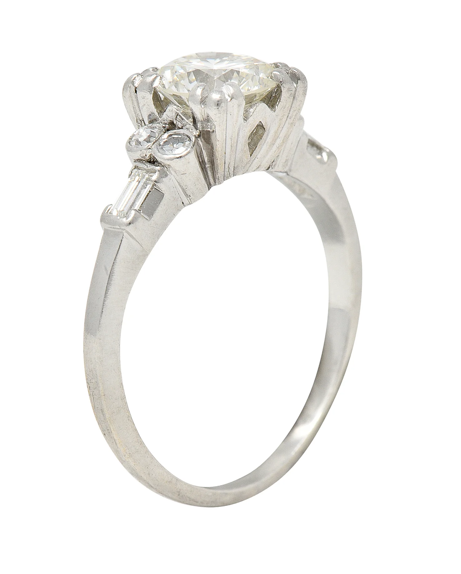 Art Deco 1.53 CTW Transitional Cut Diamond Platinum Geometric Engagement Ring - Image 10