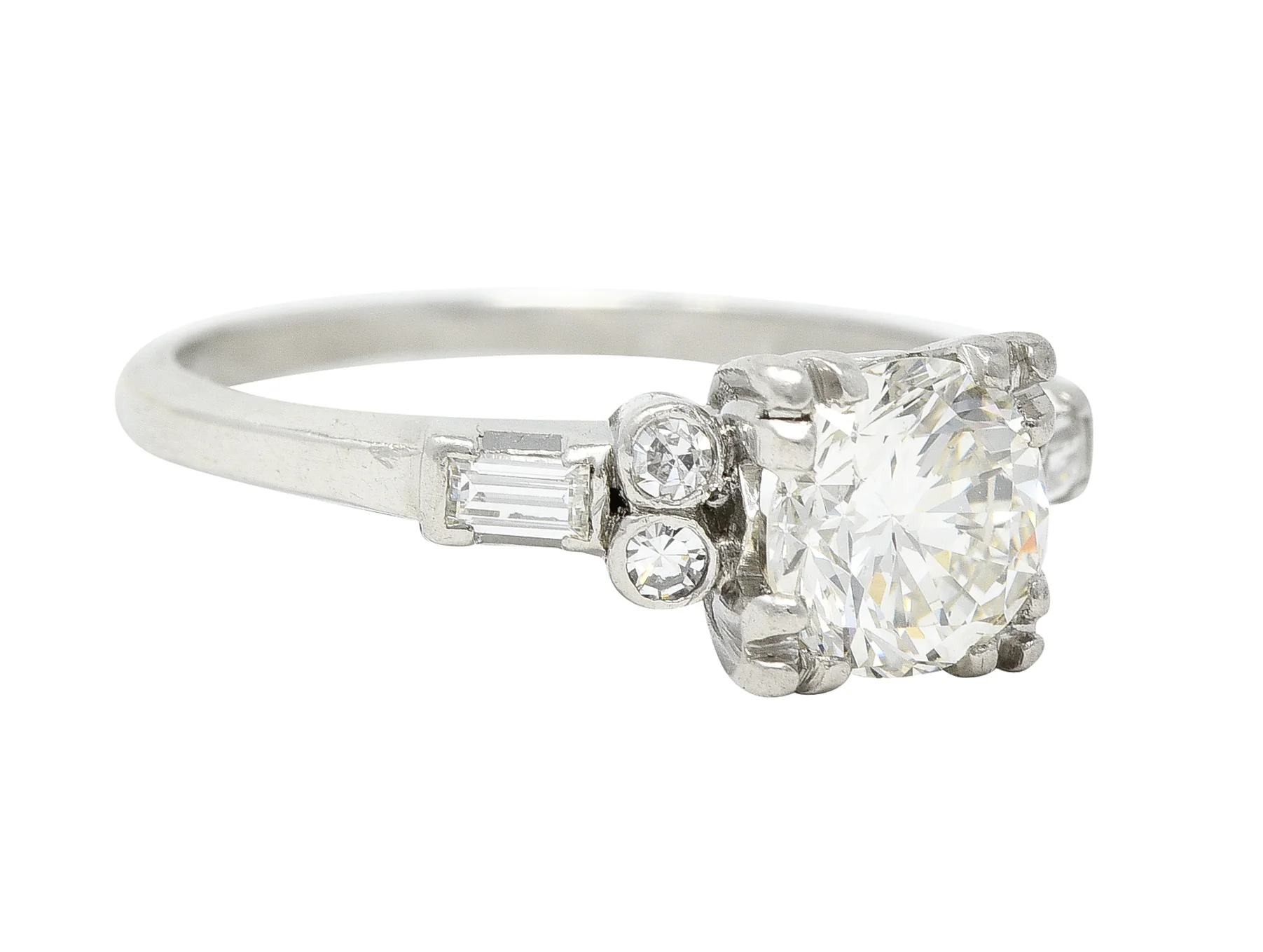 Art Deco 1.53 CTW Transitional Cut Diamond Platinum Geometric Engagement Ring - Image 2
