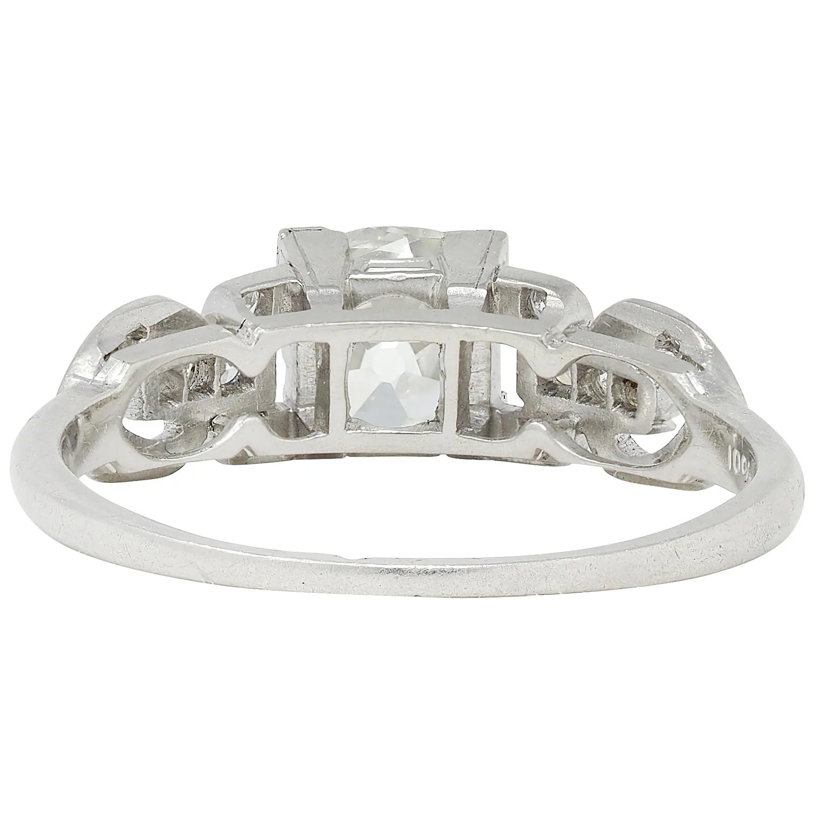 Art Deco 1.56 CTW Old Mine Cut Diamond Platinum Vintage Buckle Engagement Ring - Image 3