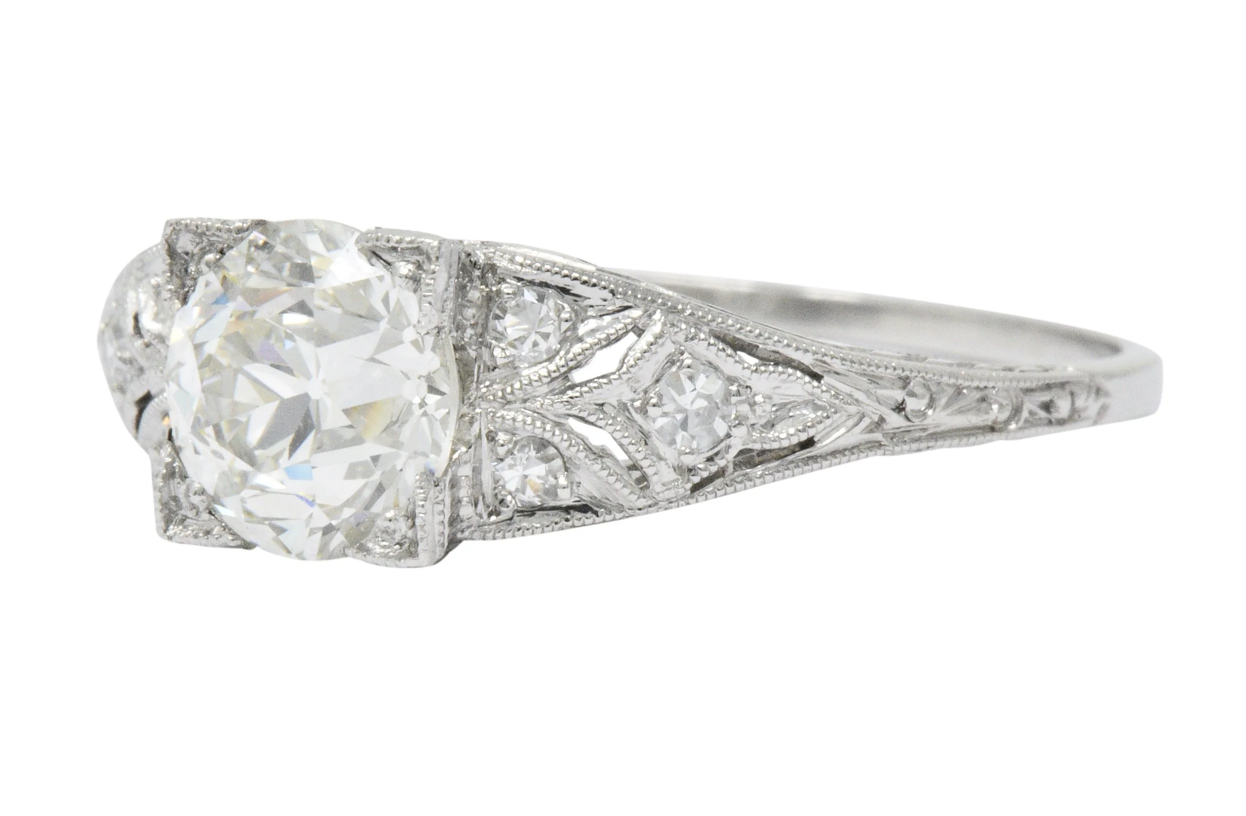 Art Deco 1.60 CTW Diamond Platinum Engagement Ring, GIA - Image 2