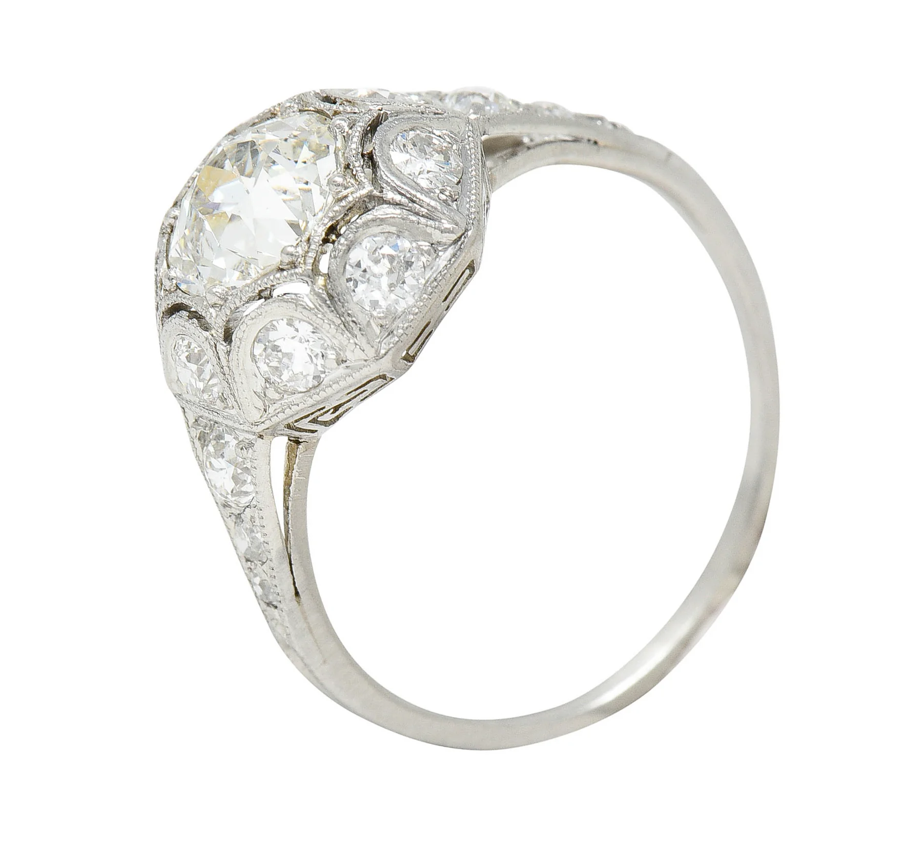 Art Deco 1.62 CTW Diamond Platinum Starburst Cluster Ring - Image 10