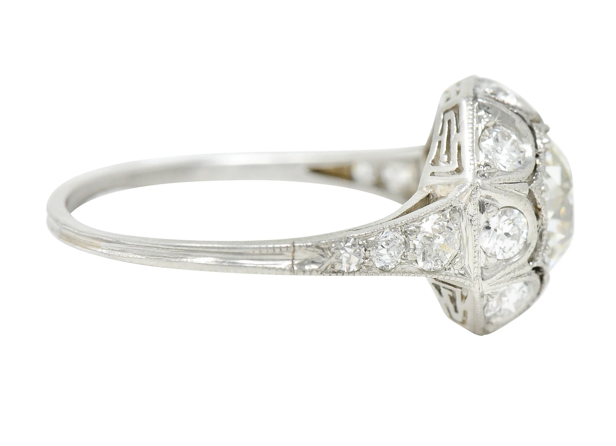 Art Deco 1.62 CTW Diamond Platinum Starburst Cluster Ring - Image 3