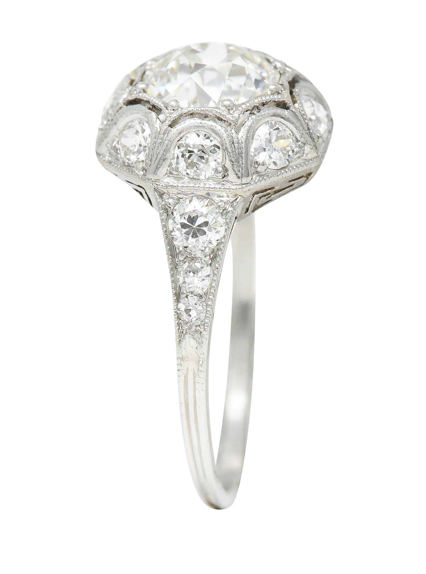 Art Deco 1.62 CTW Diamond Platinum Starburst Cluster Ring - Image 9