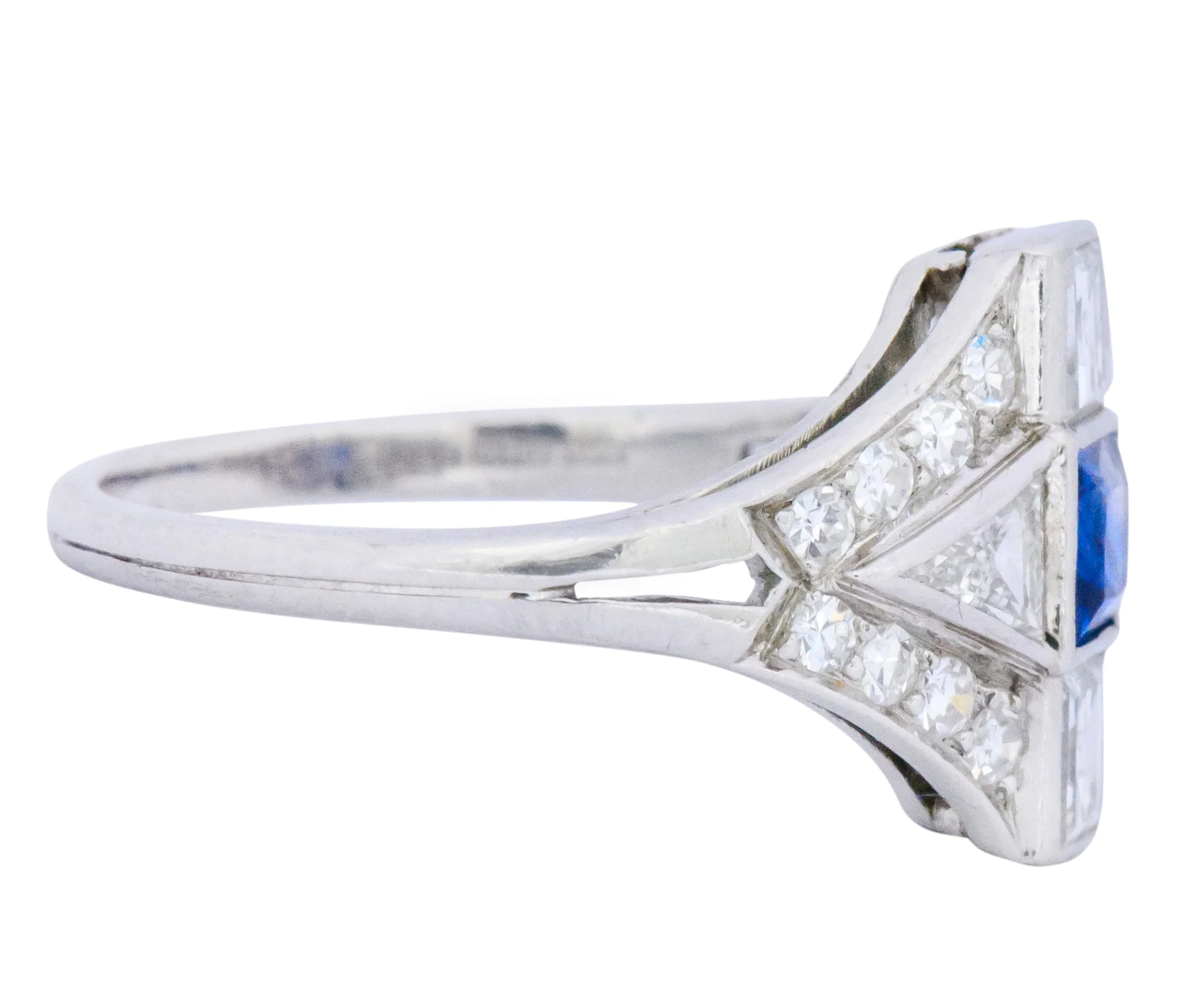 Art Deco 1.70 CTW Sapphire Diamond Platinum Ring - Image 3