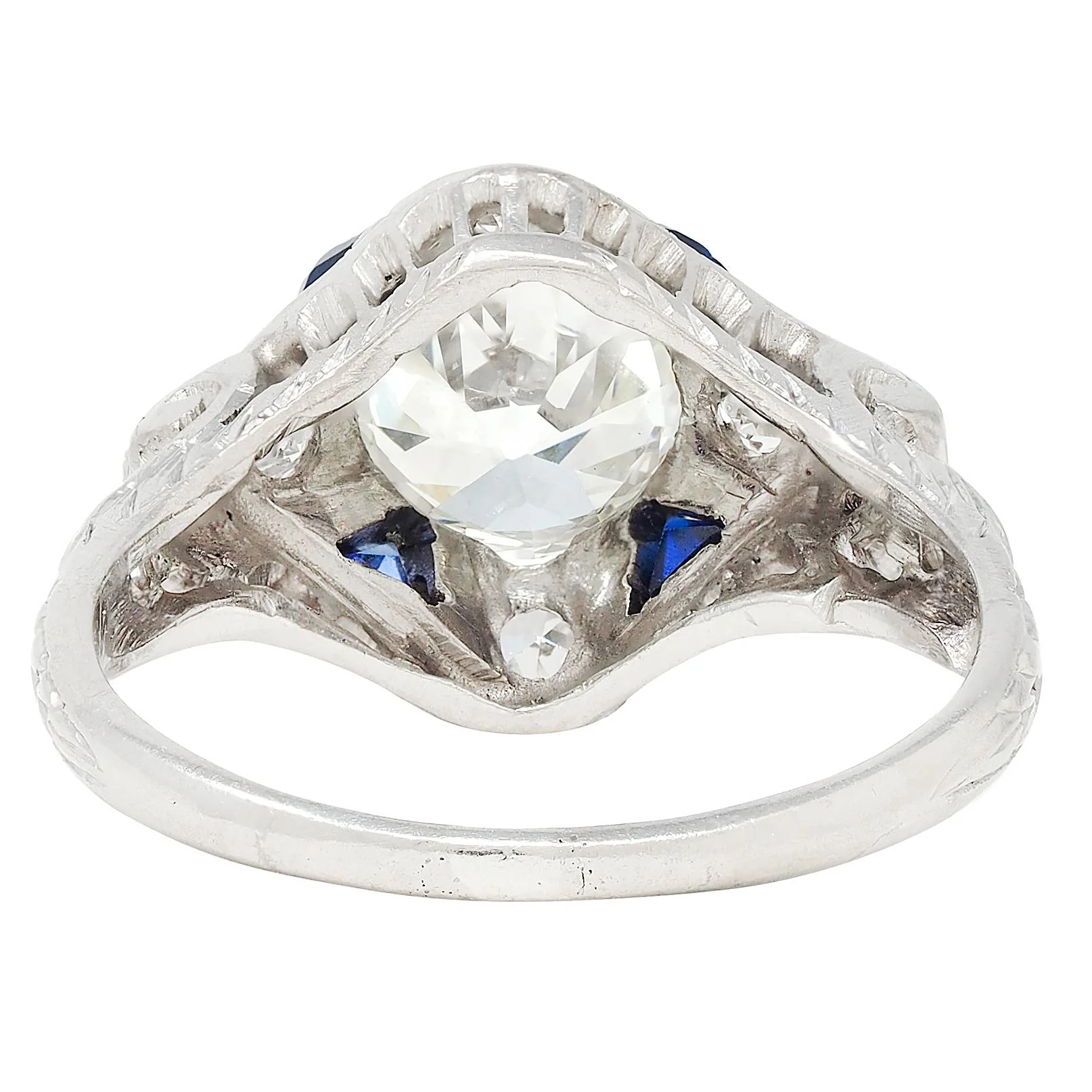 Art Deco 1.72 CTW Old European Cut Diamond Platinum Scrolling Vintage Engagement Ring GIA - Image 4