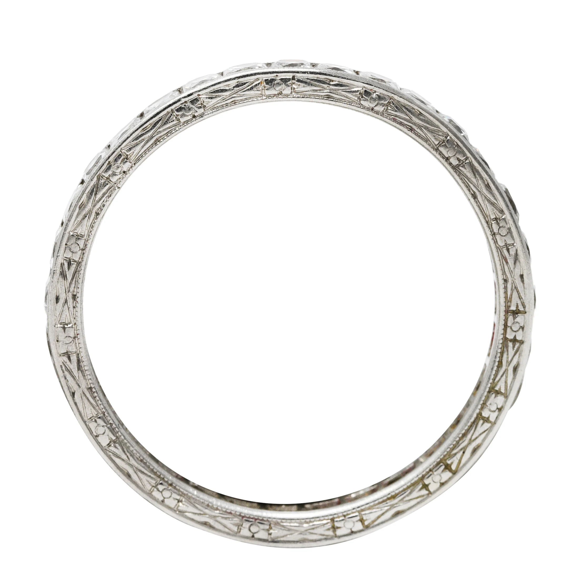 Art Deco 1.76 CTW French Cut Diamond Platinum Orange Blossom Eternity Channel Band Ring - Image 5