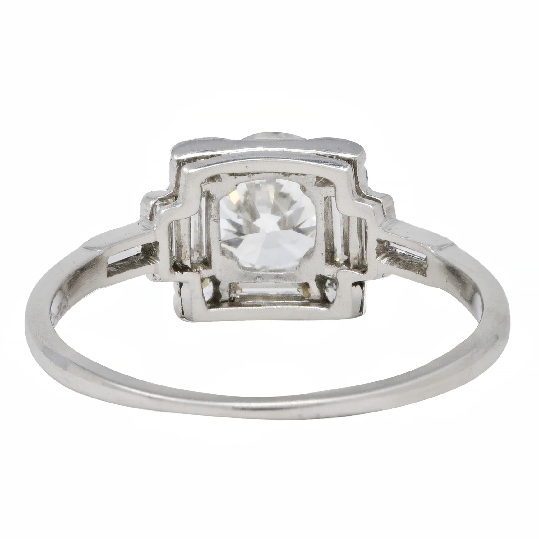 Art Deco 1.77 CTW Old European Diamond Platinum Square Cluster Vintage Engagement Ring - Image 5