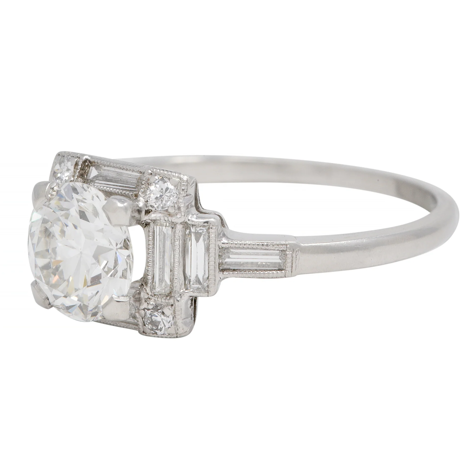 Art Deco 1.77 CTW Old European Diamond Platinum Square Cluster Vintage Engagement Ring - Image 7