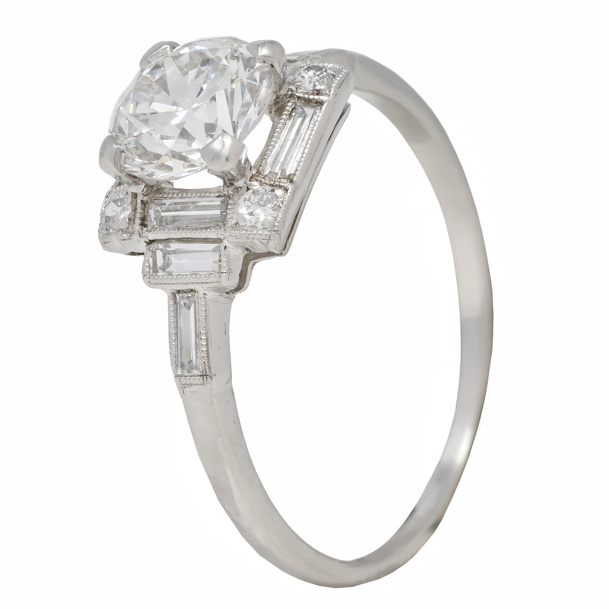 Art Deco 1.77 CTW Old European Diamond Platinum Square Cluster Vintage Engagement Ring - Image 9