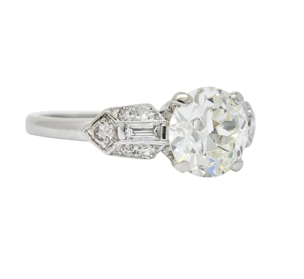 Art Deco 1.84 CTW Diamond Platinum Engagement Ring GIA - Image 2