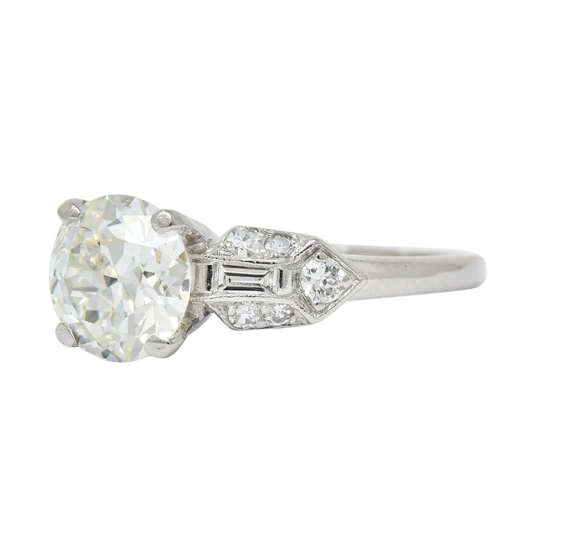 Art Deco 1.84 CTW Diamond Platinum Engagement Ring GIA - Image 5
