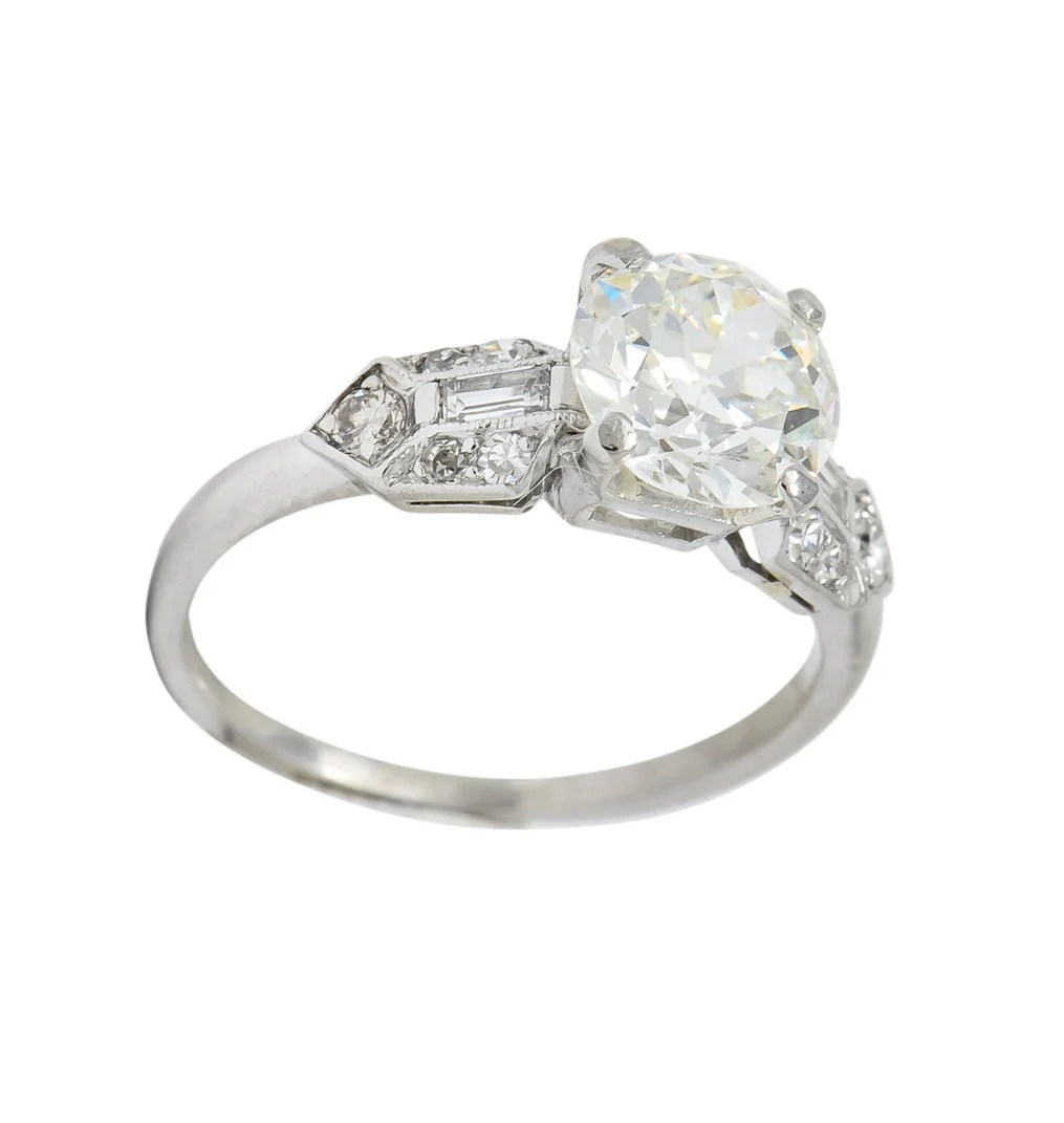 Art Deco 1.84 CTW Diamond Platinum Engagement Ring GIA - Image 7