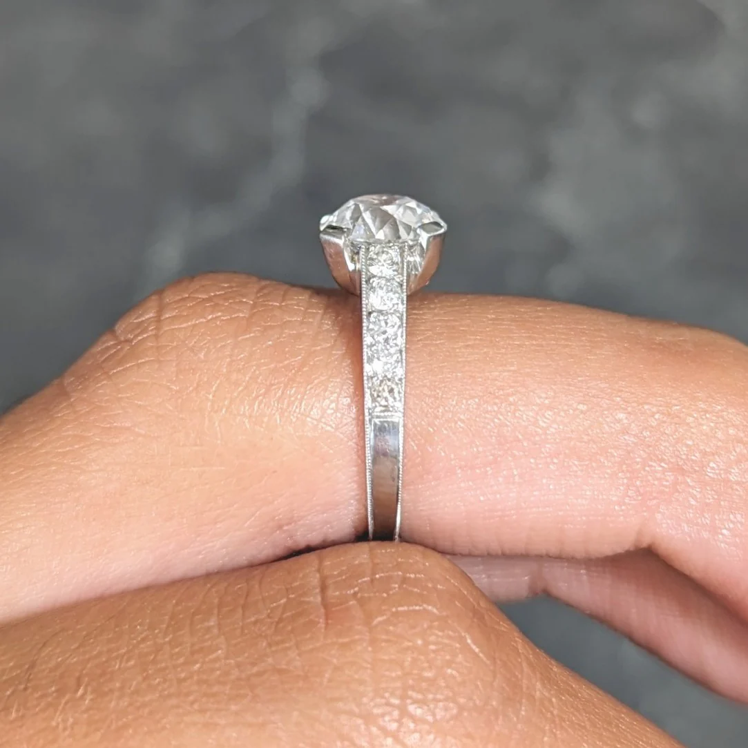 Art Deco 1.88 CTW Old European Cut Diamond Platinum Vintage Engagement Ring - Image 13