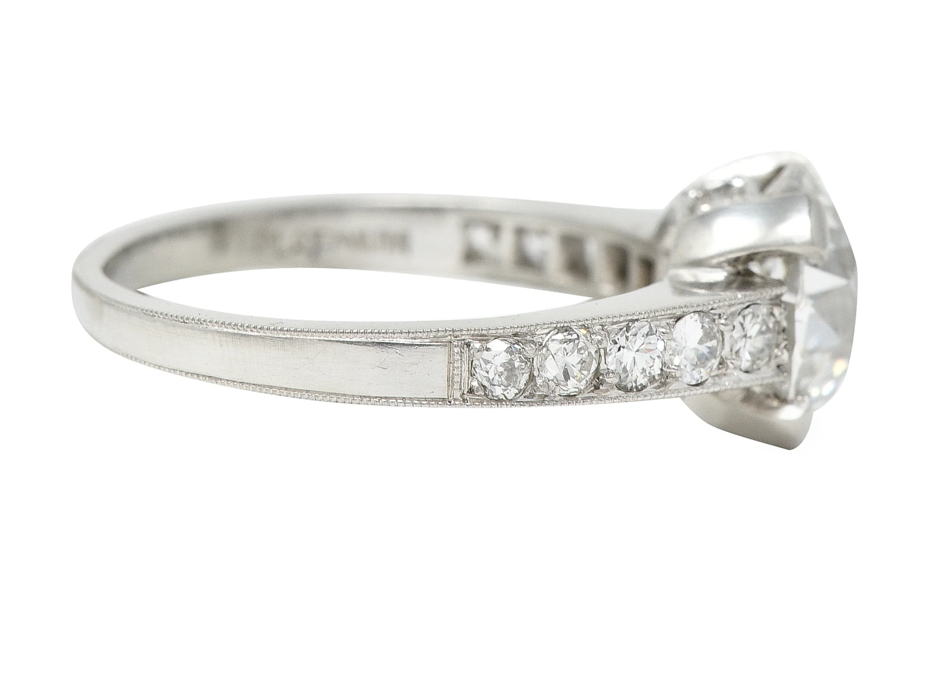 Art Deco 1.88 CTW Old European Cut Diamond Platinum Vintage Engagement Ring - Image 3