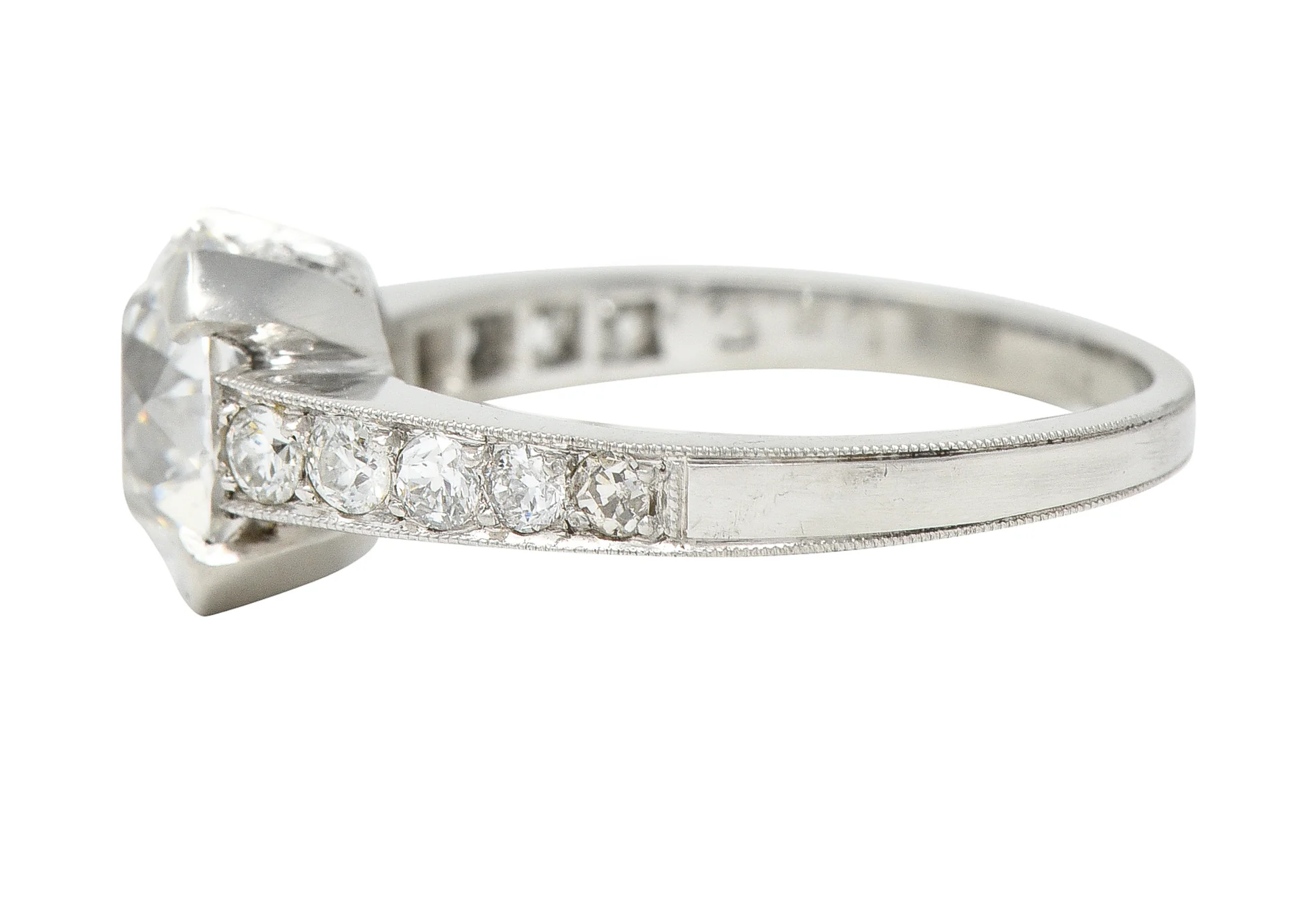 Art Deco 1.88 CTW Old European Cut Diamond Platinum Vintage Engagement Ring - Image 5