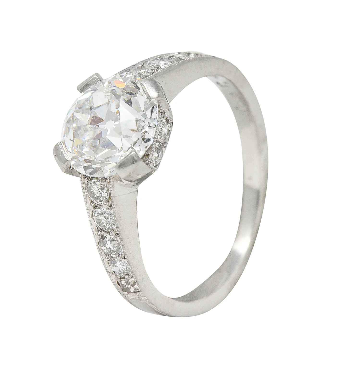 Art Deco 1.88 CTW Old European Cut Diamond Platinum Vintage Engagement Ring - Image 8