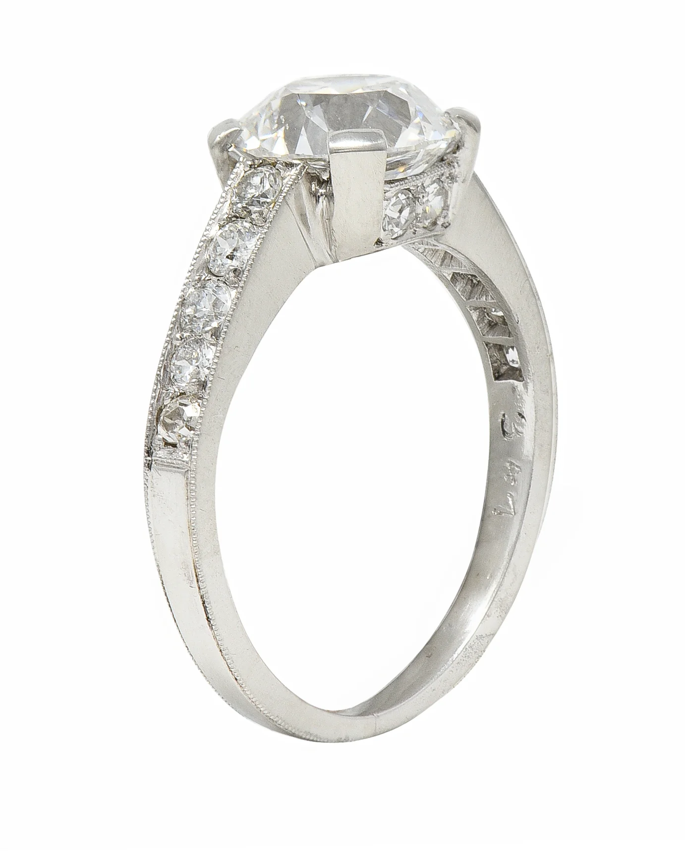 Art Deco 1.88 CTW Old European Cut Diamond Platinum Vintage Engagement Ring - Image 9