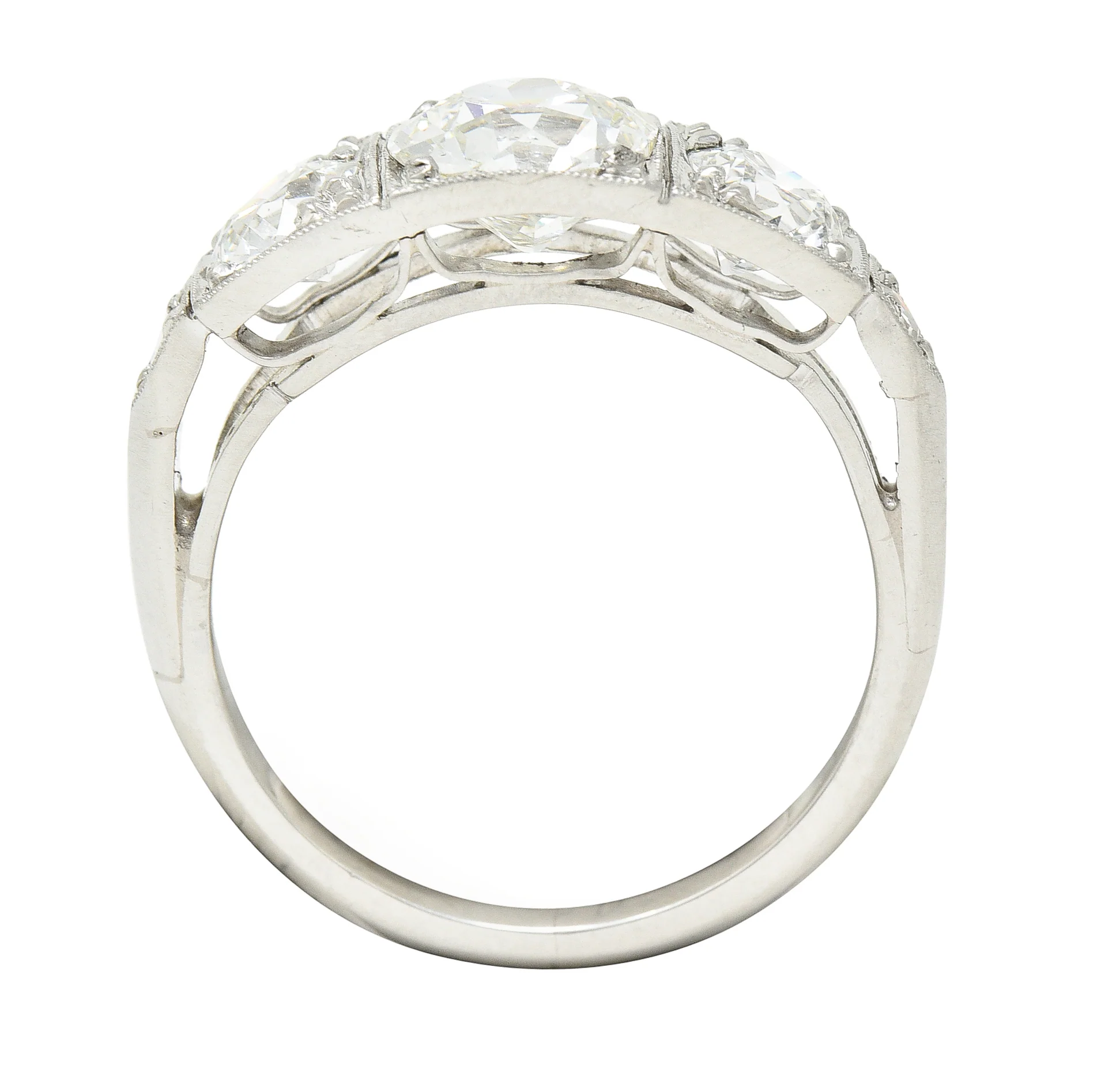 Art Deco 1.91 CTW Old European Cut Diamond Platinum Five Stone Band Ring - Image 10