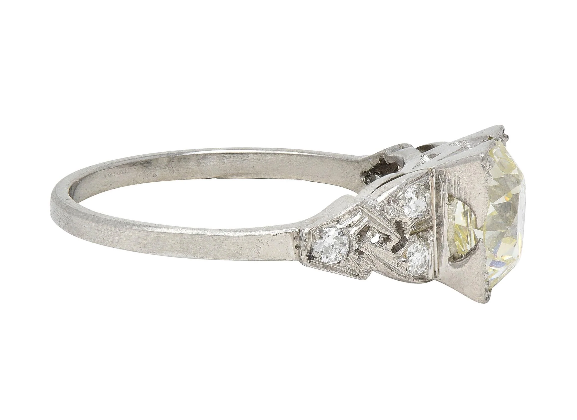 Art Deco 1.96 CTW Old European Cut Diamond Platinum Vintage Link Engagement Ring - Image 3