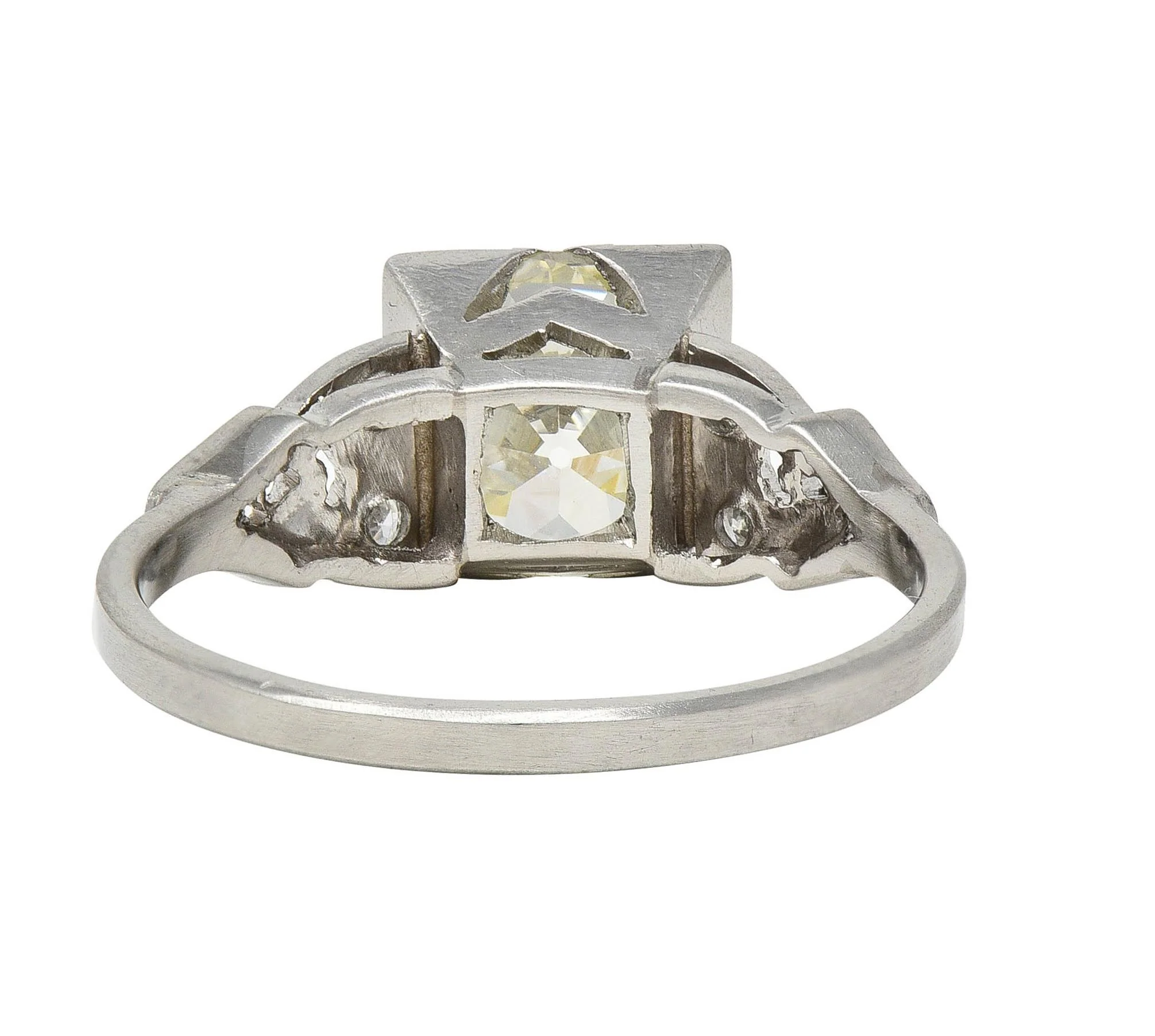 Art Deco 1.96 CTW Old European Cut Diamond Platinum Vintage Link Engagement Ring - Image 4
