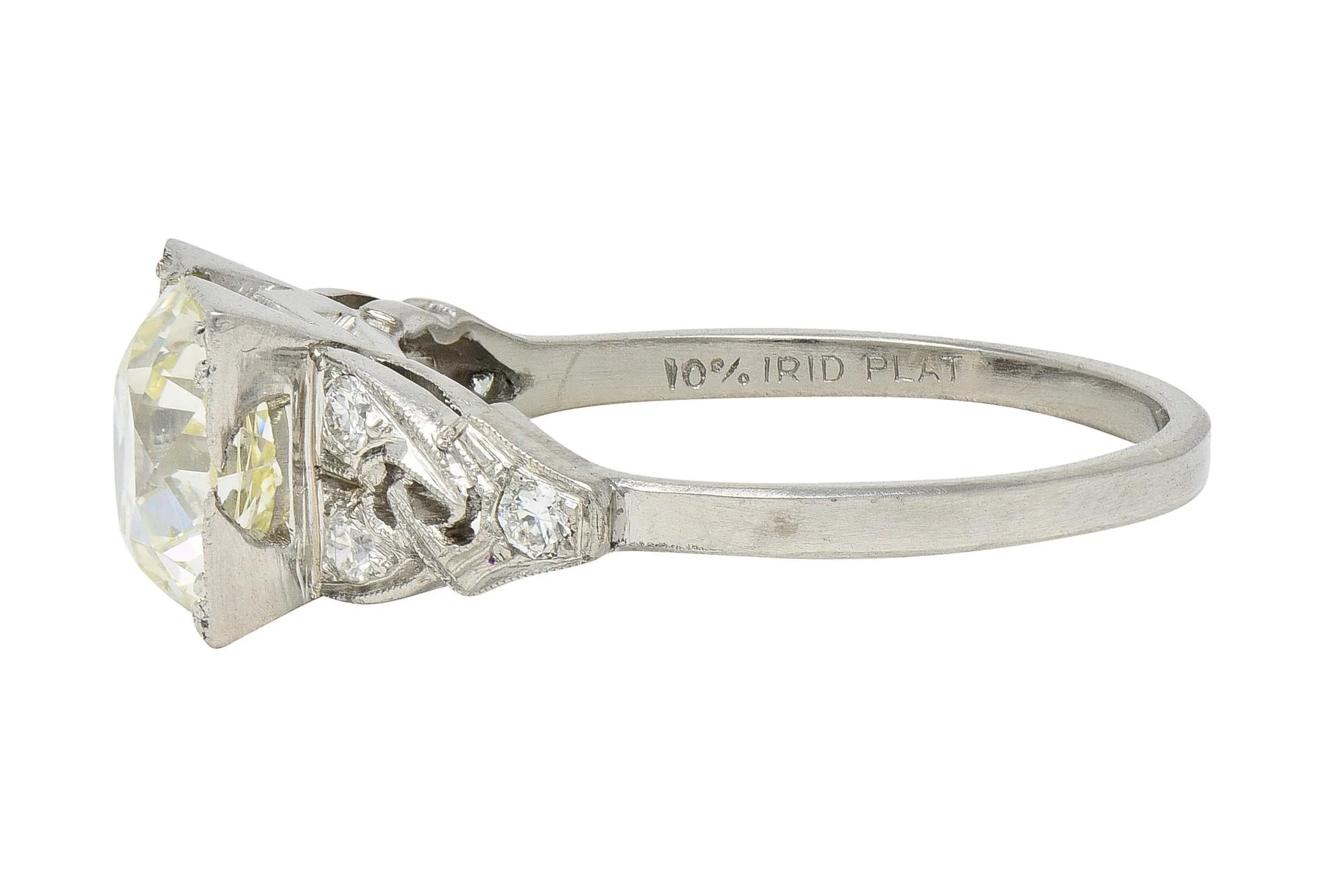 Art Deco 1.96 CTW Old European Cut Diamond Platinum Vintage Link Engagement Ring - Image 5