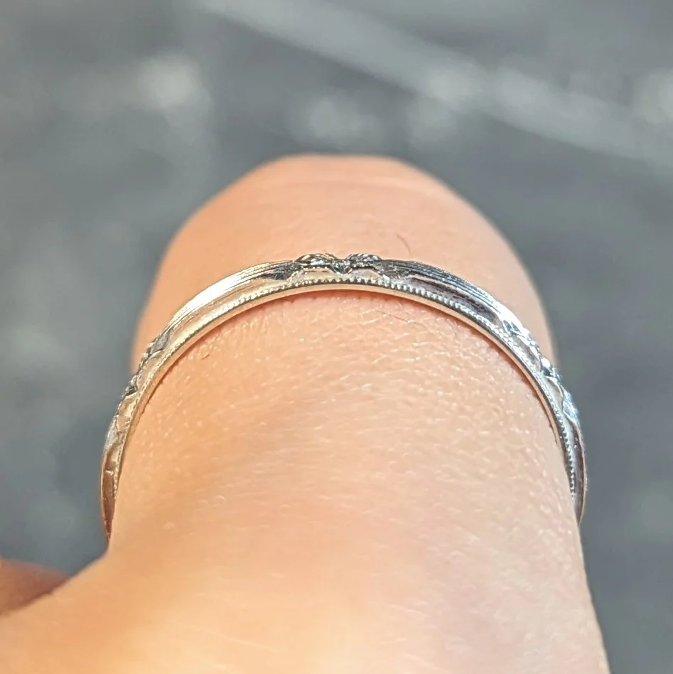 Art Deco 14 Karat Gold Orange Blossom Vintage Stacking Wedding Band Ring - Image 11