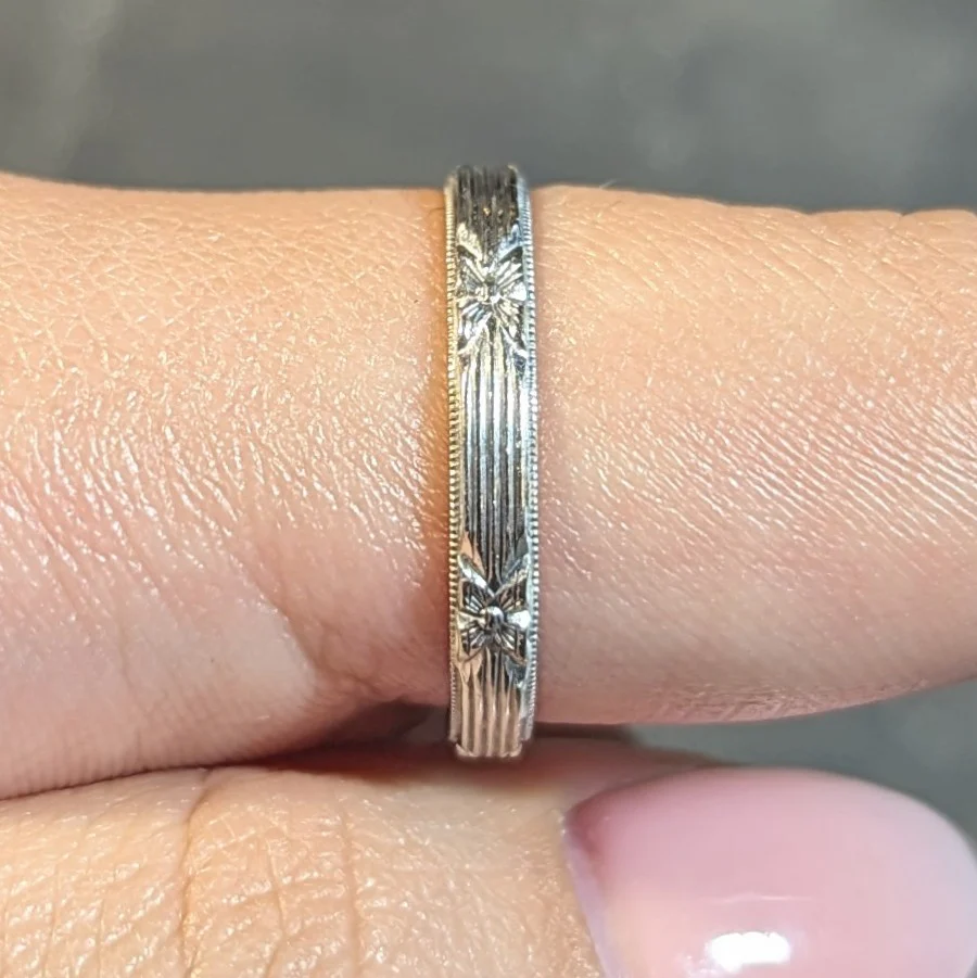 Art Deco 14 Karat Gold Orange Blossom Vintage Stacking Wedding Band Ring - Image 12