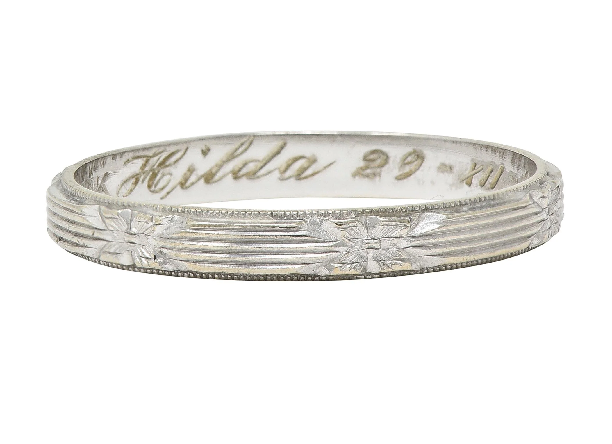 Art Deco 14 Karat Gold Orange Blossom Vintage Stacking Wedding Band Ring - Image 5