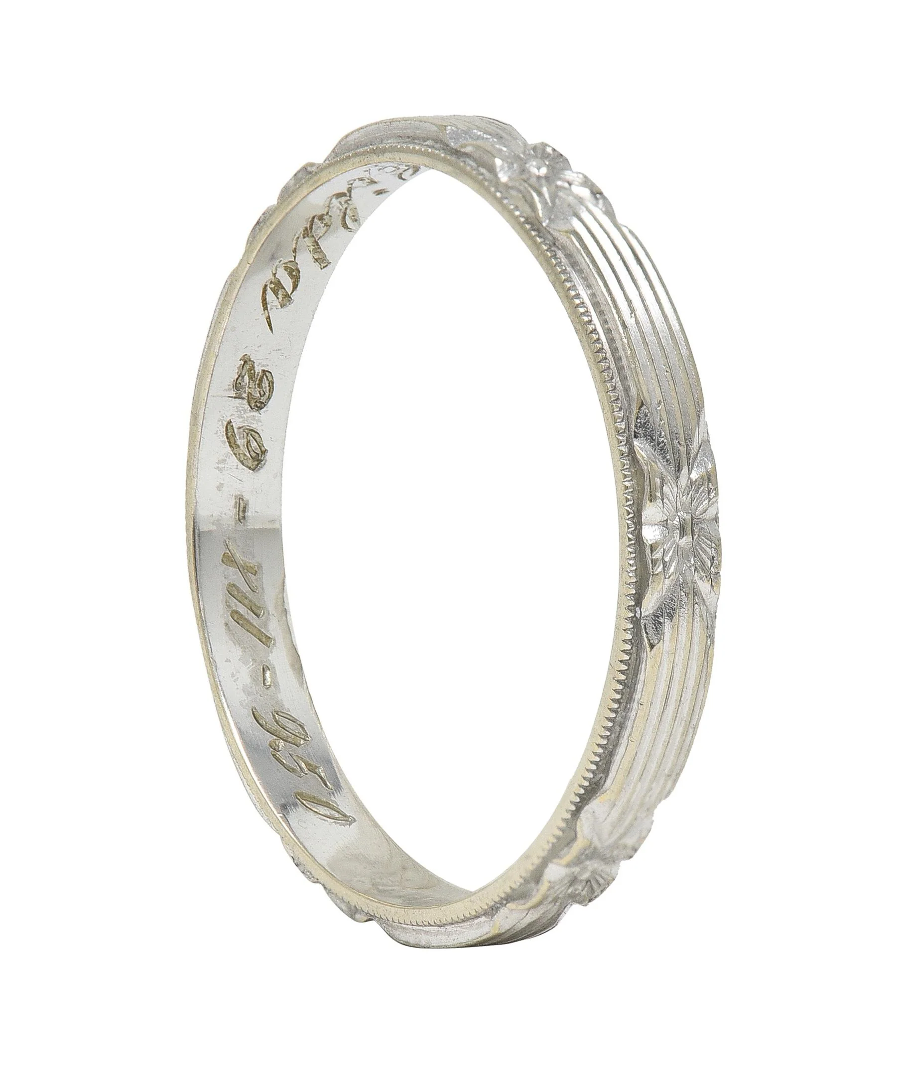 Art Deco 14 Karat Gold Orange Blossom Vintage Stacking Wedding Band Ring - Image 9