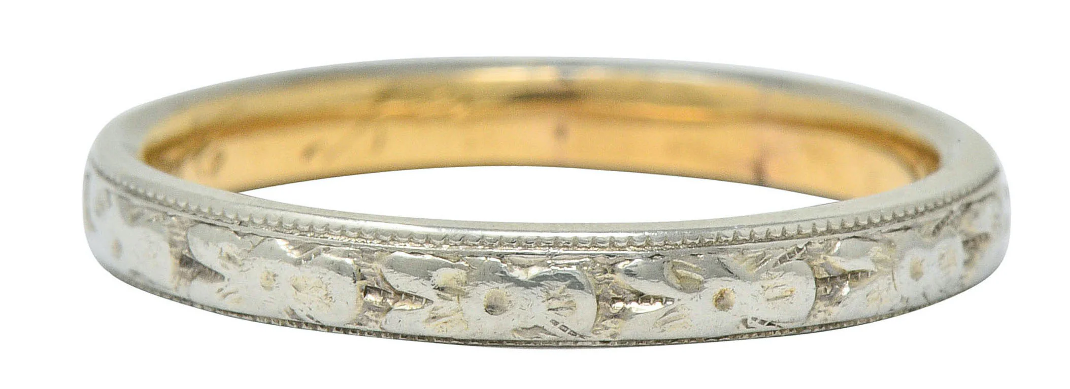 Art Deco 14 Karat Two-Tone Gold Orange Blossom Band Ring - Image 2